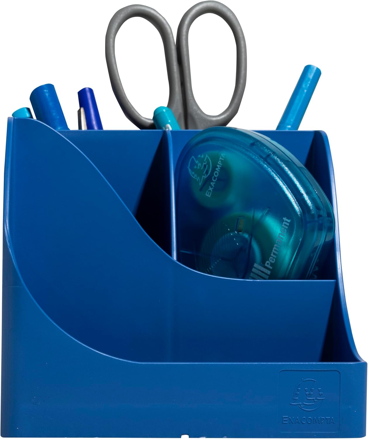 EXACOMPTA - Ref 69504D - 1 Pen-Wave Bee Blue Pencil Holder Navy Blue - 5 compartments - 4 high compartments for large utensils and 1 bottom compartment for small utensils