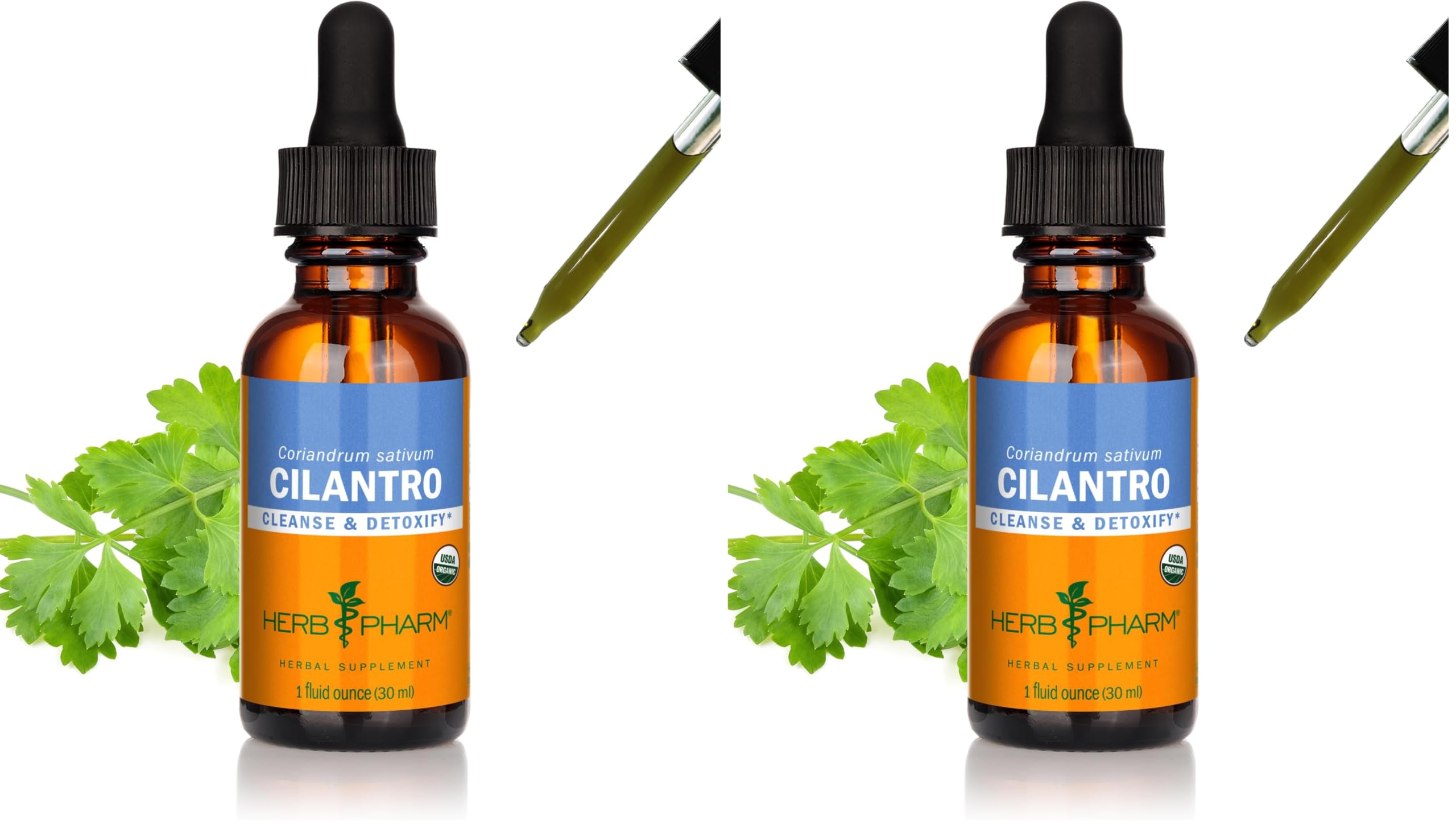 Herb Pharm Certified Organic Cilantro Extract for Cleansing and Detoxification Support - 1 Ounce (Pack of 2) 1 Fl Oz (Pack of 2)