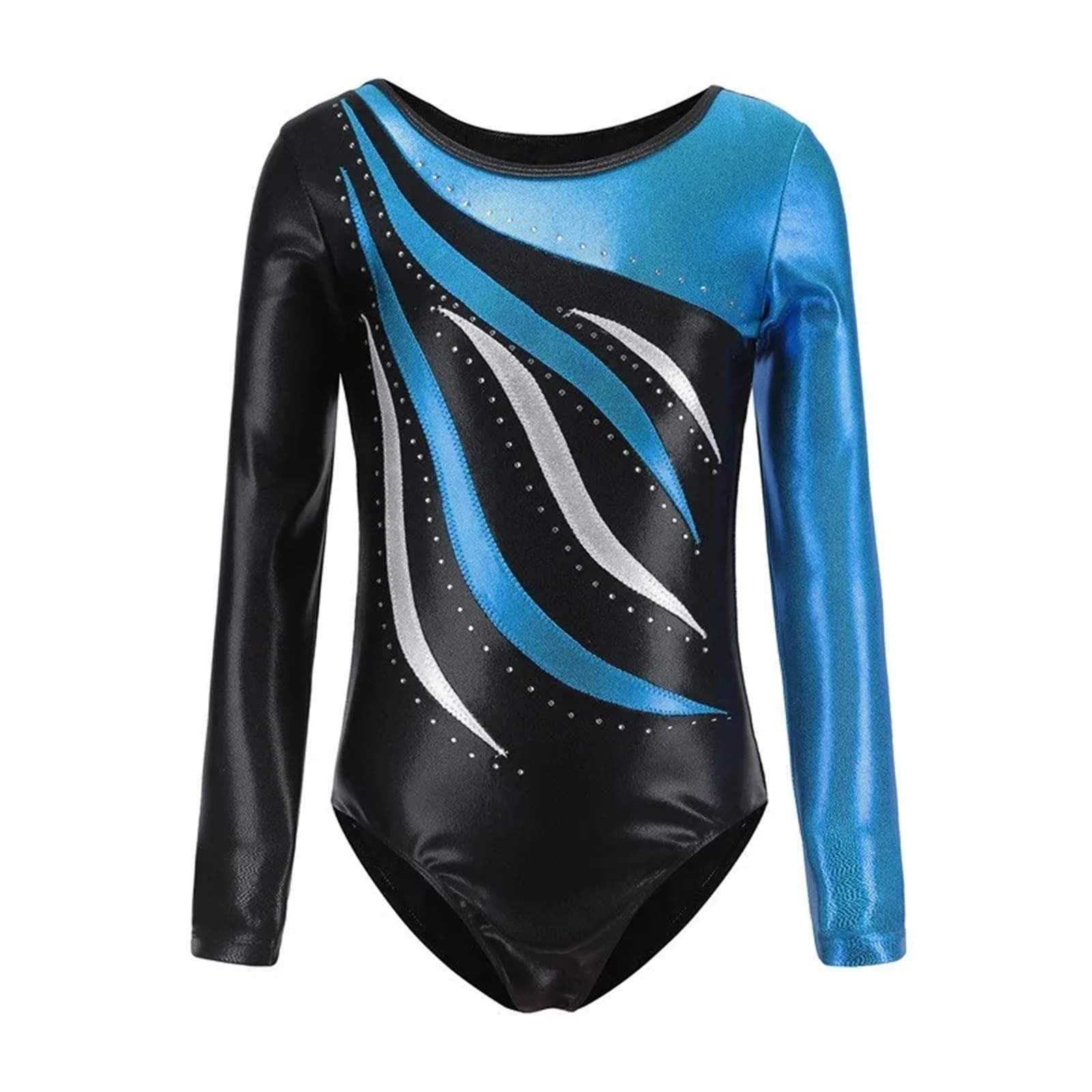 Maillot gimnasia ritmica niña Leotardo de gimnasia for niña de manga larga con diamantes de imitación brillantes, tutú de Ballet, leotardo de baile, mono de patinaje sobre hielo, mono gimnástico(Color