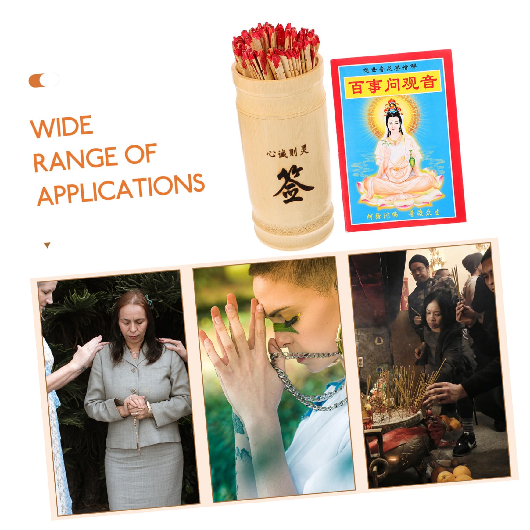 GALPADA Set Bastoncini Divinazione Buddista bambù con Libro Guida, Kit Oggetti Divinatori per Meditazione e Giochi Tradizionali, Decorazione Tempio e Casa, Completa