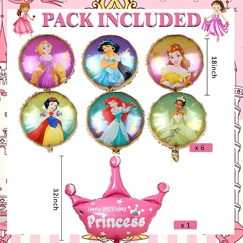 Miniatura 7 de 10 globos de princesa decoración de fiesta de cumpleaños de princesa globos de papel de aluminio de princesa para fiesta temática de princesa baby