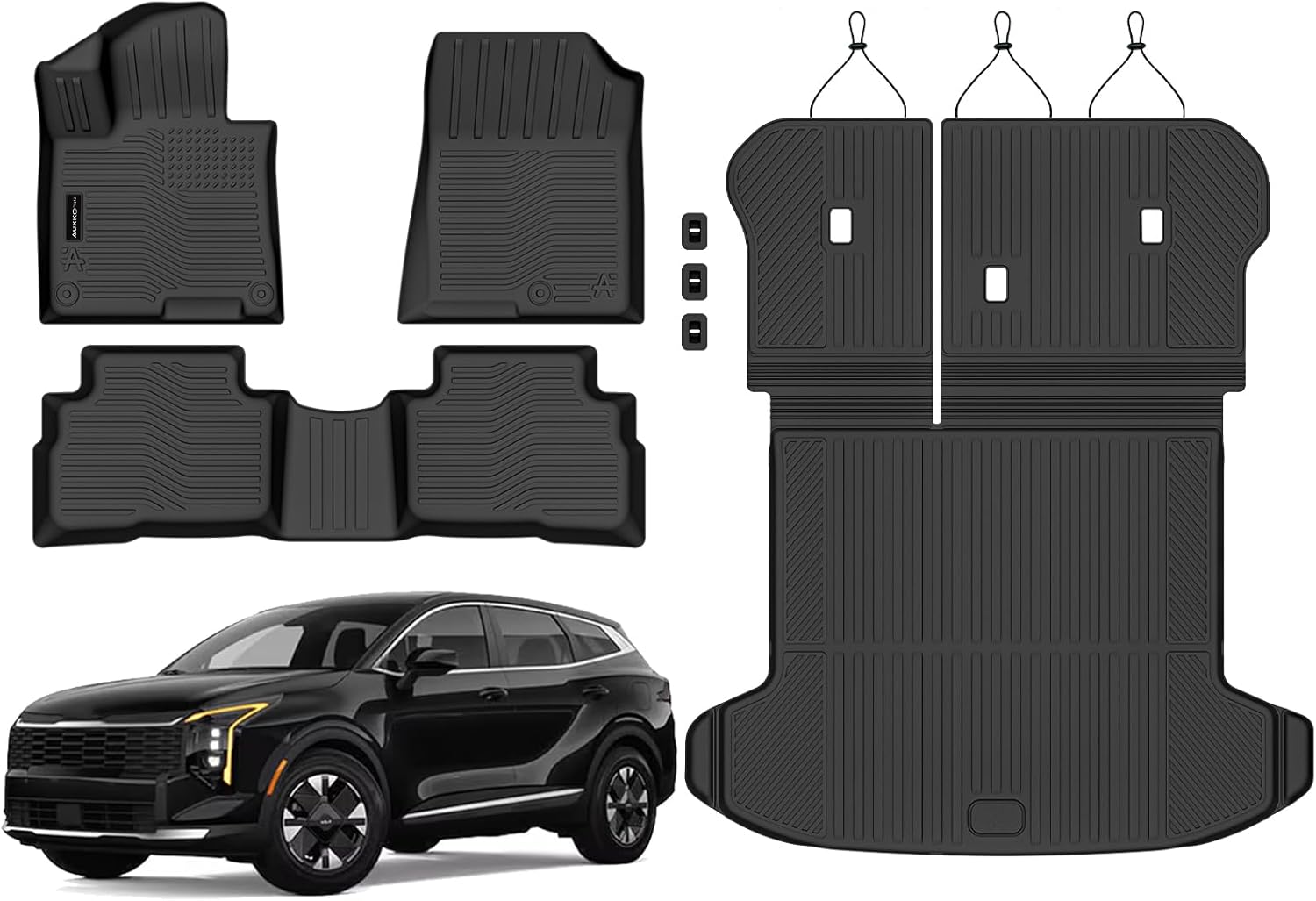 Auxko All Weather Floor Mats Fits for 2026 2025 Kia K4 Sedan TPE Liners Accessory for Kia K4 Sedan 2025 2026 All Season Odorless Anti-Slip Floor Mats Black