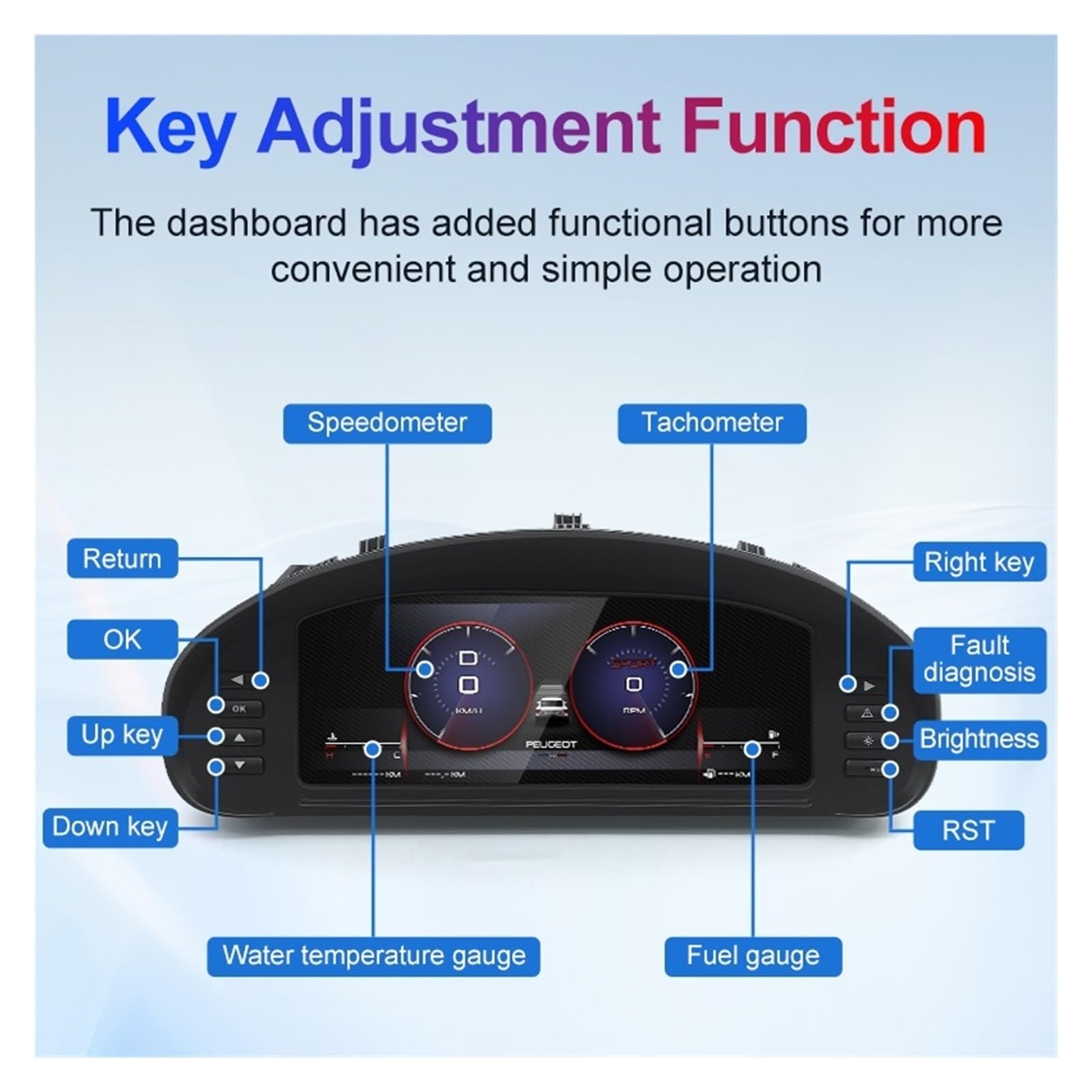 Tableau de bord numérique LCD for voiture, produit 2026, Compatible avec Peugeot 407 2004 – 2010, panneau de groupe d'instruments, Cockpit