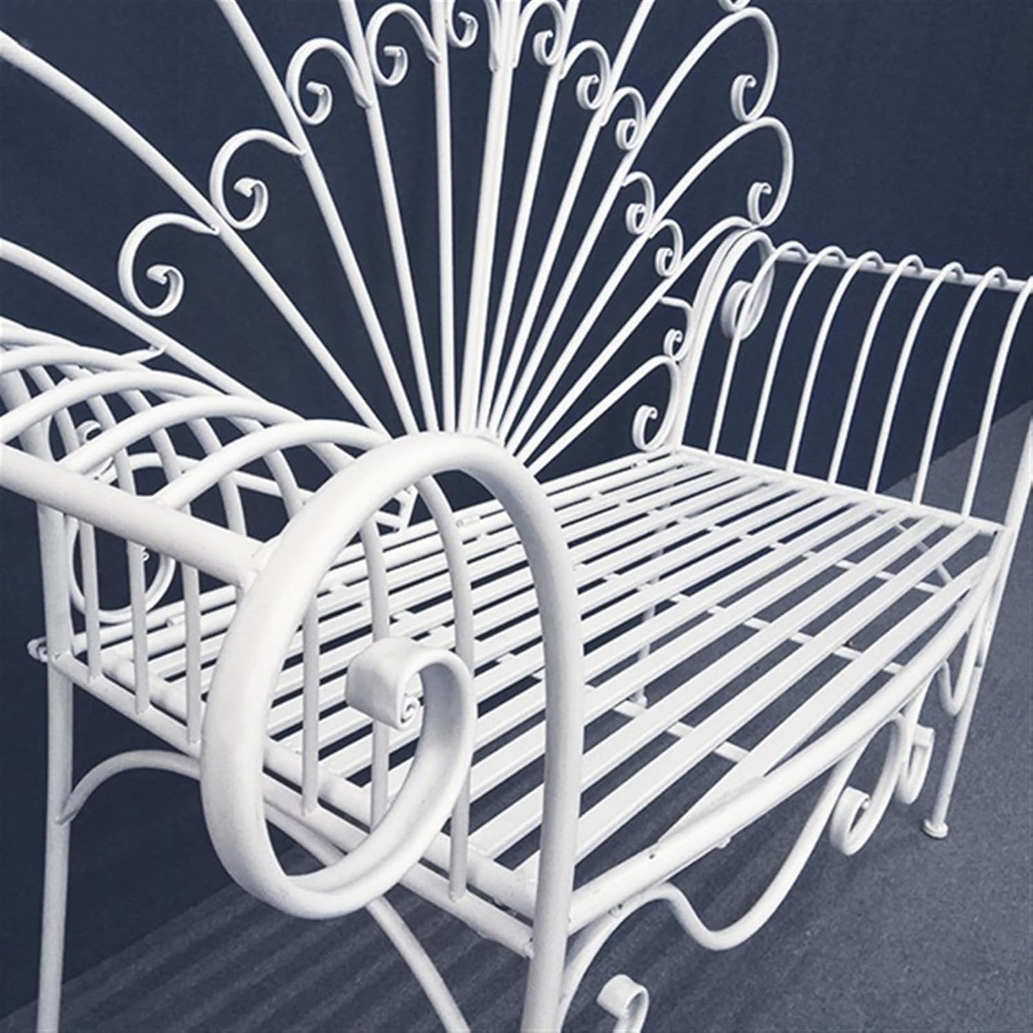 Outdoor Garden Bench European Style Garden Bench, Peacock Shaped Outdoor Decorative Leisure Chair, Cast Iron Outdoor Patio Seat - White Park Bench