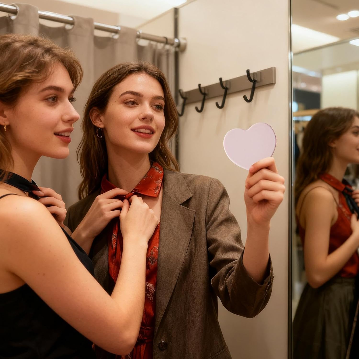 Travel Mirror Heart Shaped Mini Vanity Tool image 3