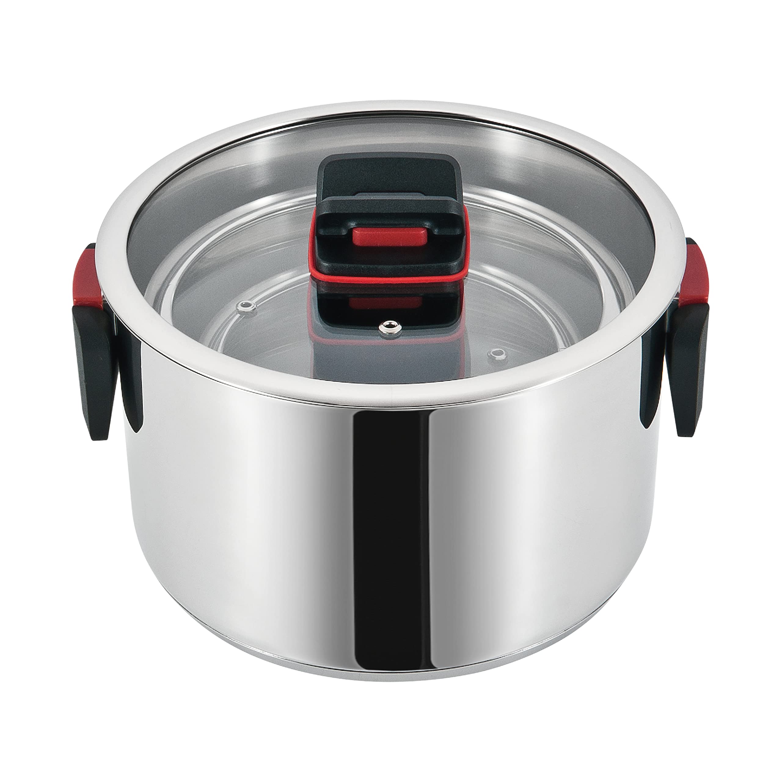 Linnuo Sma-Line 3tlg Topfset Induktion Kochtopf Set Edelstahl Töpfe mit Glasdeckel mit klappbaren Kunststoff-Griffe, Kochgeschirr Induktion, stabiler Boden für alle Herde induktionsgeeignet