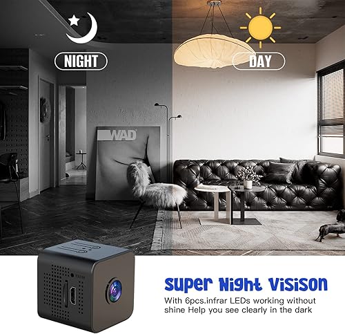 Miniatura 5 de Mini cámara espía inalámbrica oculta 1080P WiFi niñera mini cámaras de vigilancia con audio y video para seguridad en el hogar, aplicación de