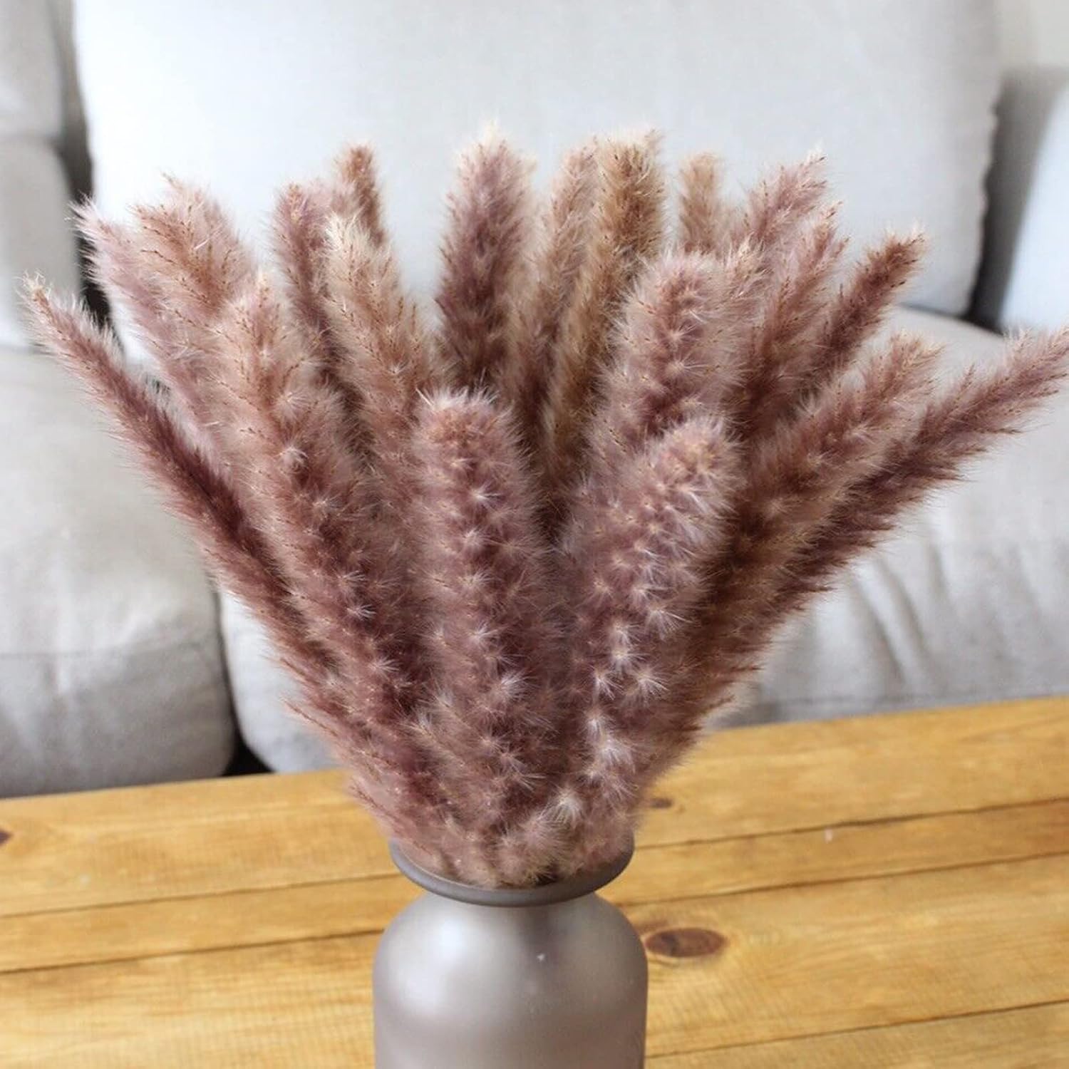 XYXCMOR Dried Pampas Grass Fall Pampas Grass Decor Brown Pampas Grass Branches Bulk Boho Flowers for Floral Arrangement Home Wedding Table Fall Winter Kitchen Party Decor(17 Inch)
