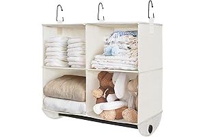 Hanging Closet Organizer for Baby Clothes - 4 Section Closet Hanging Shelves