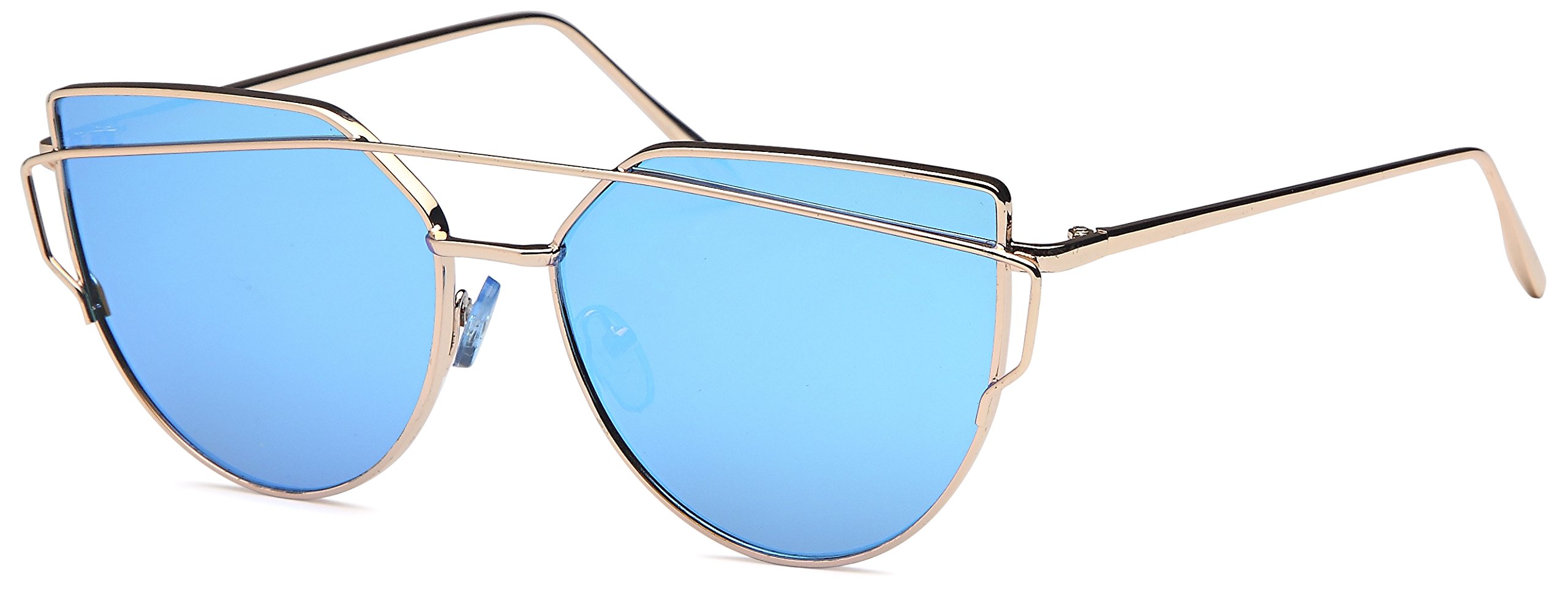 Mia Nova Mirrored Sunglasses | Metal Frame | Flat Lens | CatEye Design