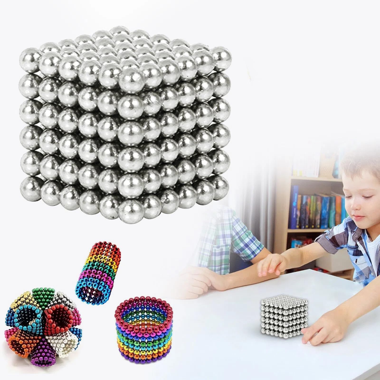 Magnetic Fidget Balls 216PC Construction Building Blocks,Stacking Magnetic Balls,Finger Toys,Build Accessories Toys for Adults and Teenagers Creatively Stacking Magnetics Ball for Home (WH-216)
