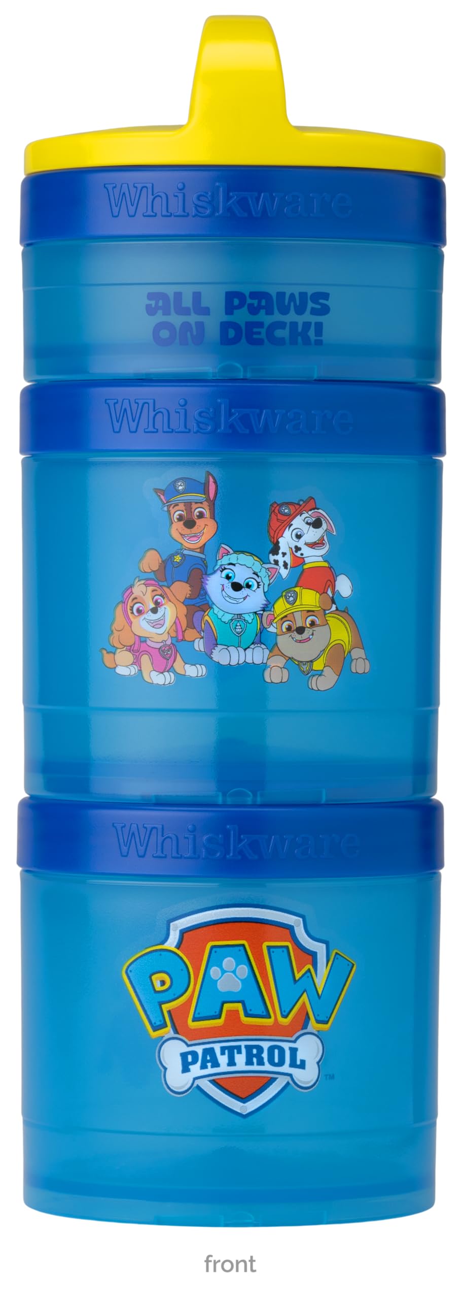 Whiskware Paw Patrol Stackable Snack Containers for Babies, Kids, and Toddlers, 3 Stackable Snack Cups for School and Travel, Formula Friendly,