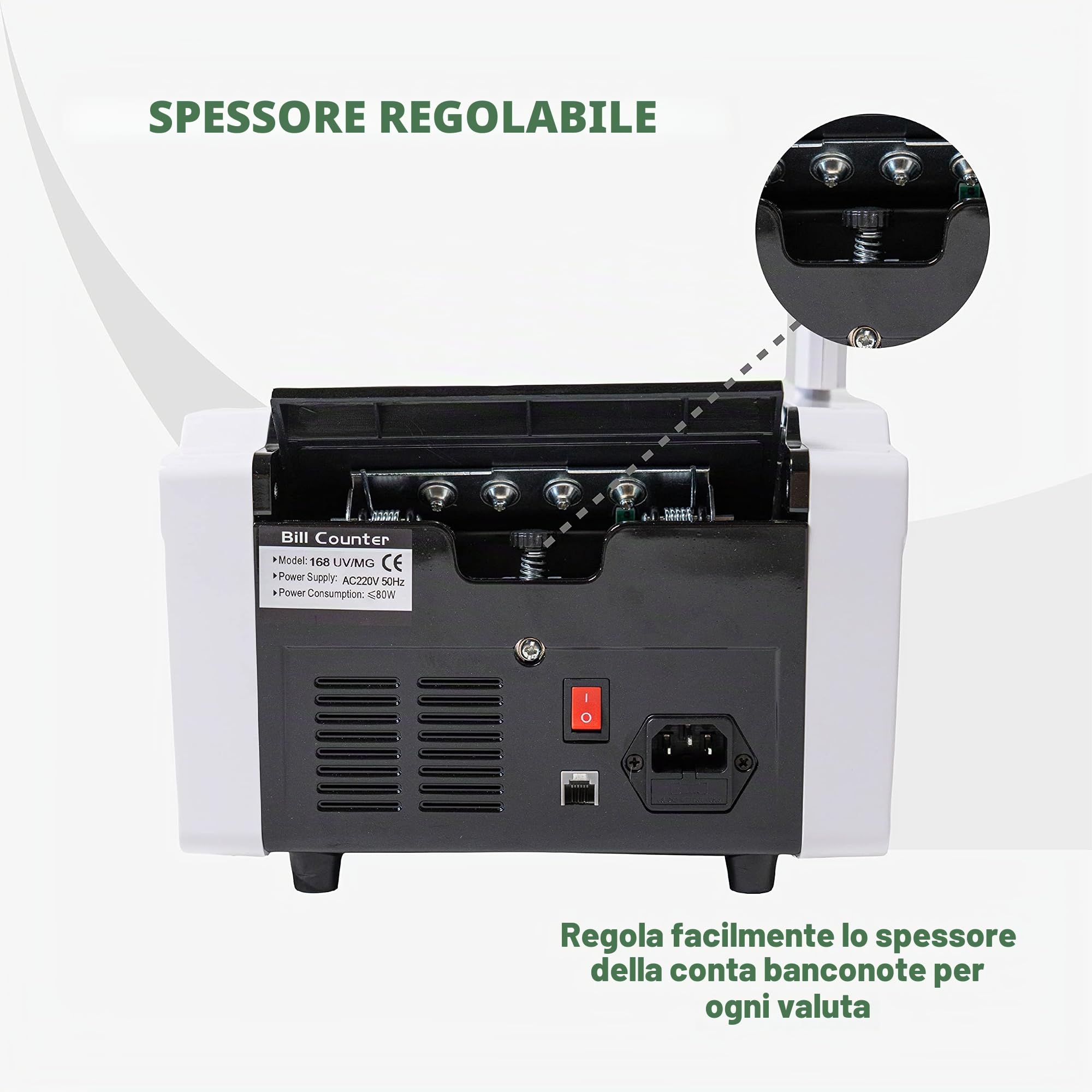 Conta Banconote | Macchina Conta Soldi Professionale | Rilevatore Banconote False 4-Fold | 1000 Banconote/min | Verifica Banconote e Controllo Soldi Falsi | Incl. Pennarello Banconote
