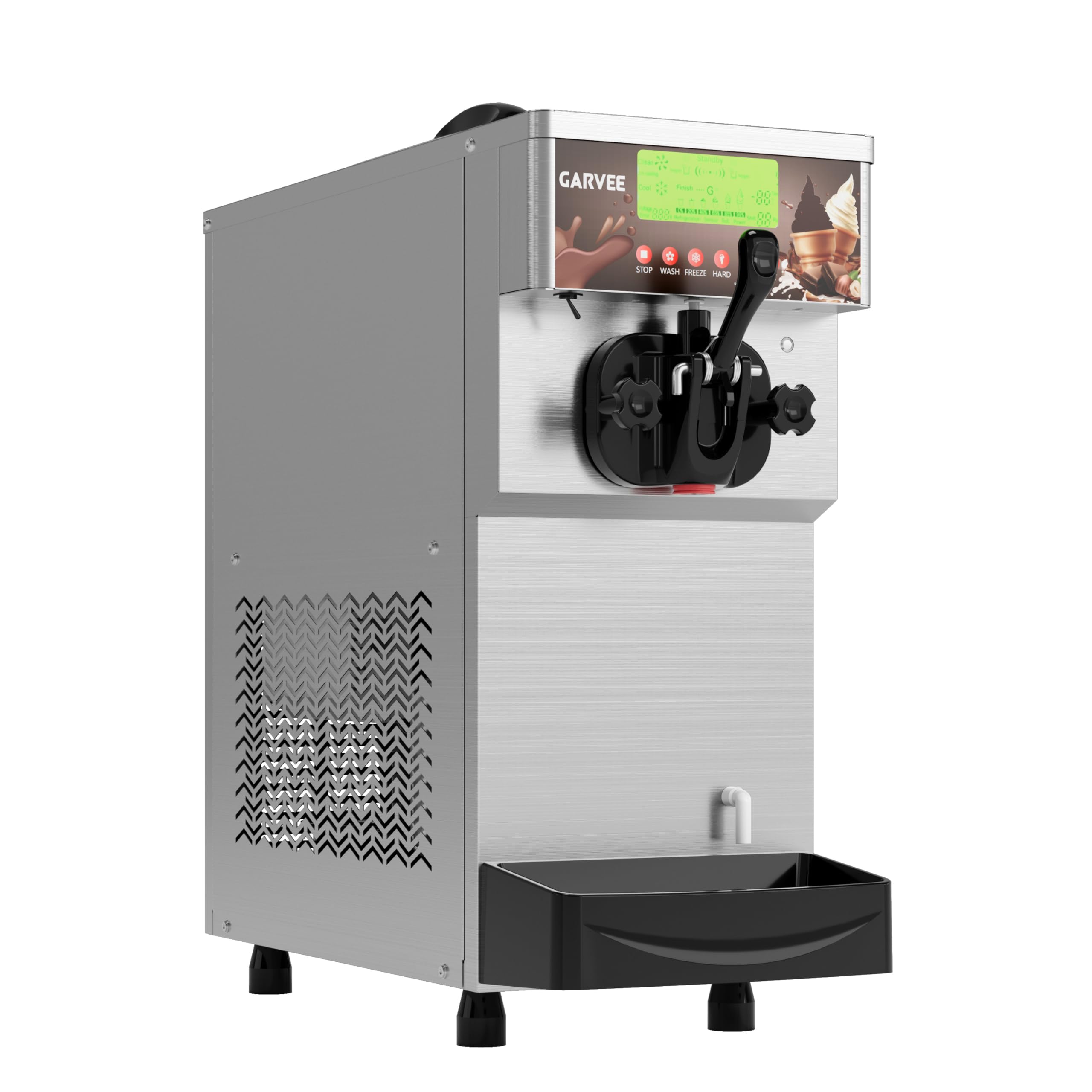 1500W Single Flavor Commercial Soft Ice Cream Maker, 5.3-7.4 Gal/Hr Soft Serve Ice Cream Machine with 5