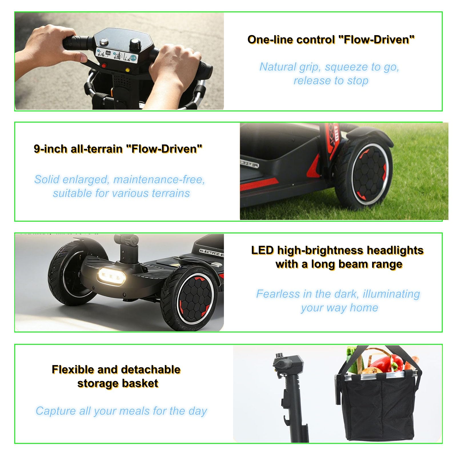 Scooter Plegable De Movilidad, Scooters De Movilidad Para Adultos, Diseño Cómodo Y Plegable, Scooters De Movilidad De 4 Ruedas Con Autonomía Mejorada. 20A