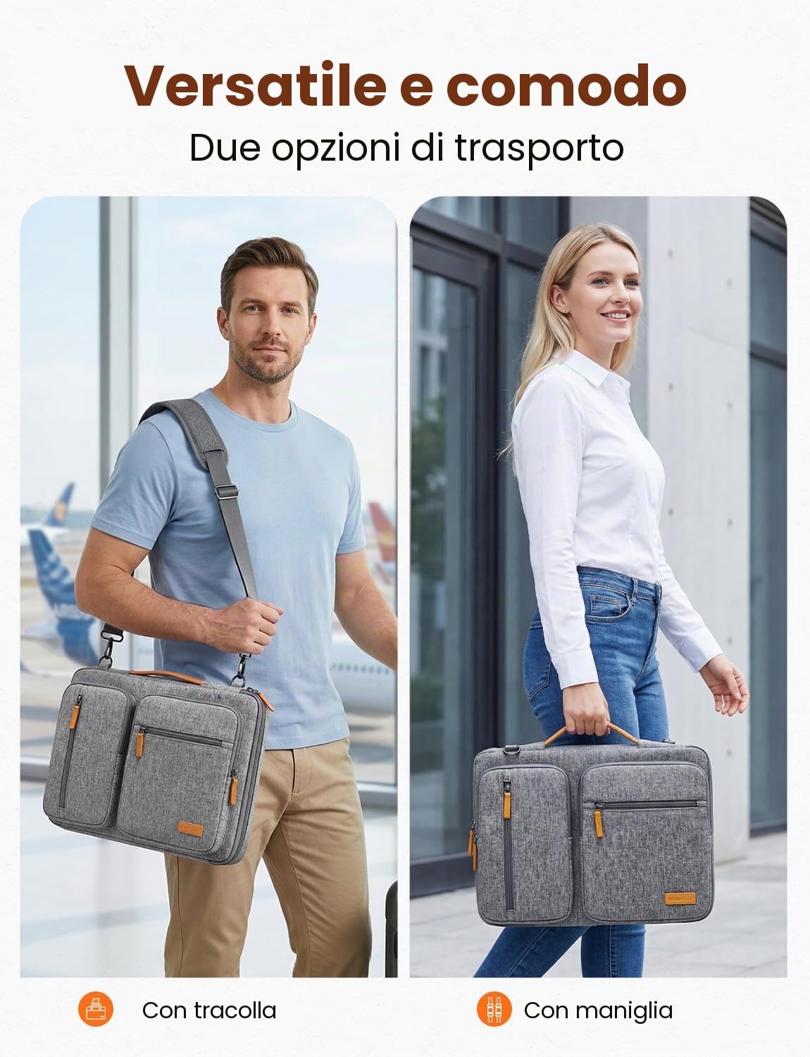 DOMISO Custodia PC Portatile 15,6 Pollici,Borsa Custodia per 16 Pollici MacBook Pro M4/M3/M2/M1 Pro/Max A3403 A3186 A2991 A2780,Dell XPS 16,15,6 Pollici Acer HP Asus Laptop con spallacci，Grigio
