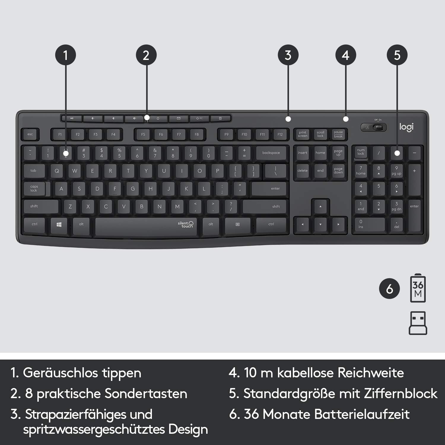 Logitech MK295 silencioso inalámbrico COMBO - DEU QWERTZ