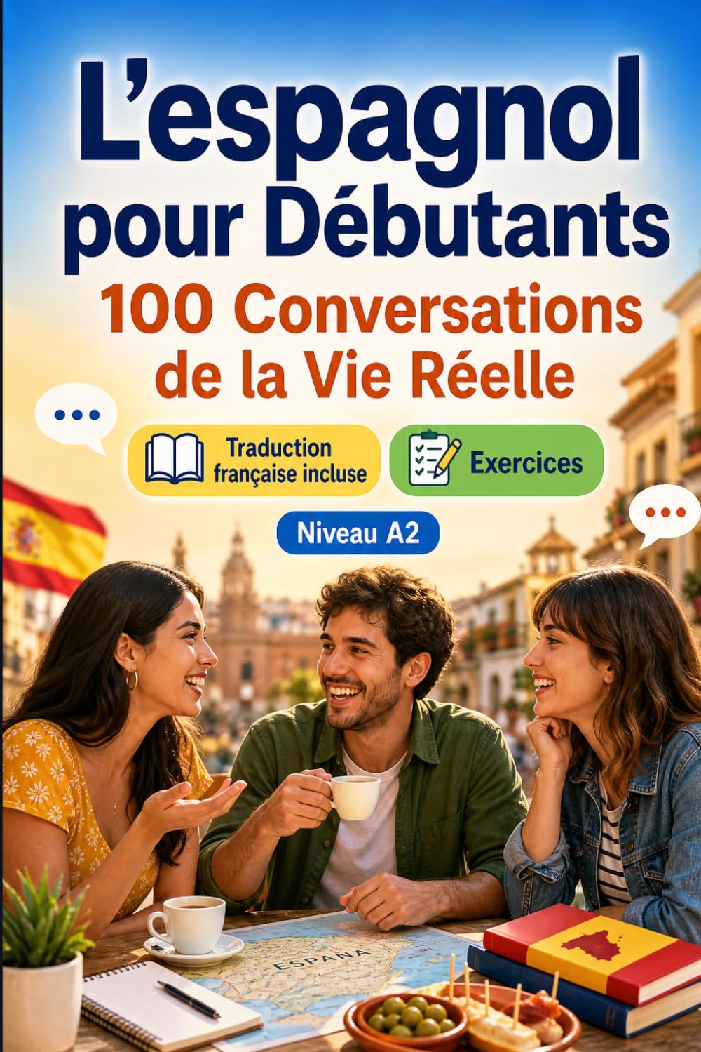 L'espagnol pour Débutants A2 : 100 Conversations de la Vie Réelle: Apprenez l'espagnol en situations réelles, passé, futur, voyages, travail, dialogues bilingues, vocabulaire et exercices