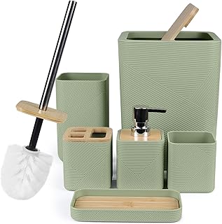 Bamboo Bathroom Accessories Set Green