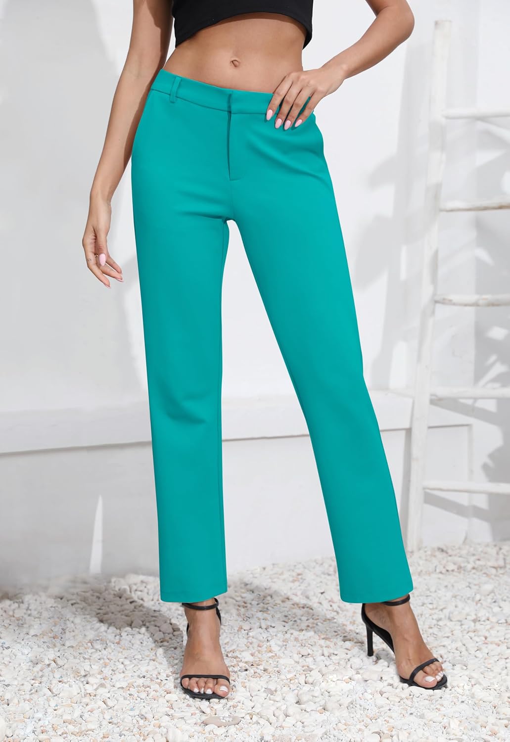 Urban CoCo Women's Elastic Waisted Dress Pants Business Work Casual Stretch Slacks with Pockets - Image 3