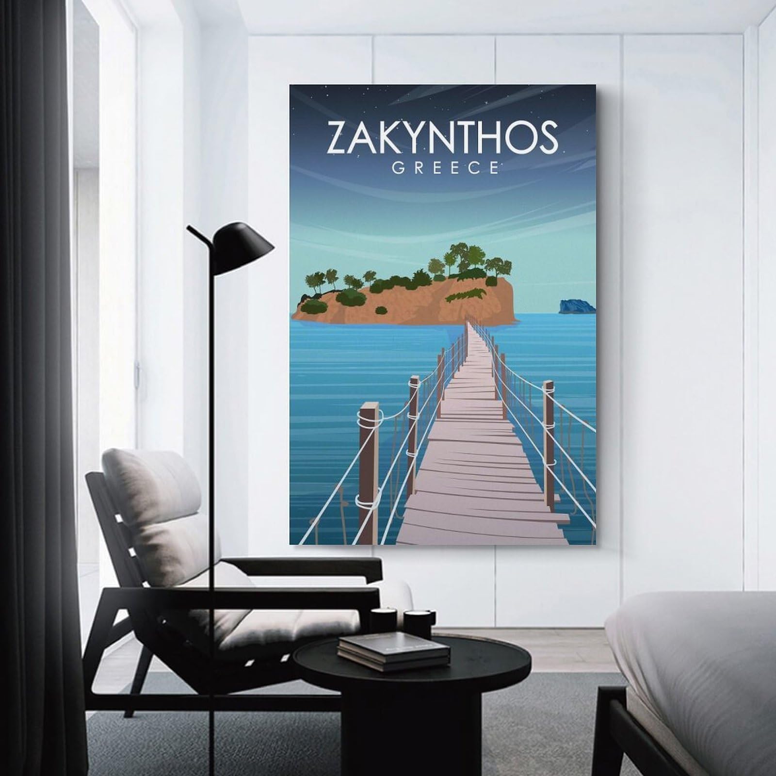 Junmoney Zakynthos Greece Art Hanging Wall Art 24x36inch(60x90cm), for Study, Office Or Focused Interiors, Wall Art That Adds Style to Work Areas