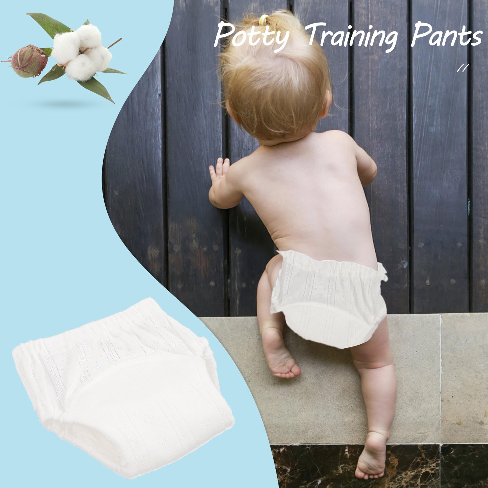 Pantalones de Entrenamiento Blanco de Algodón 5 Piezas para Bebés