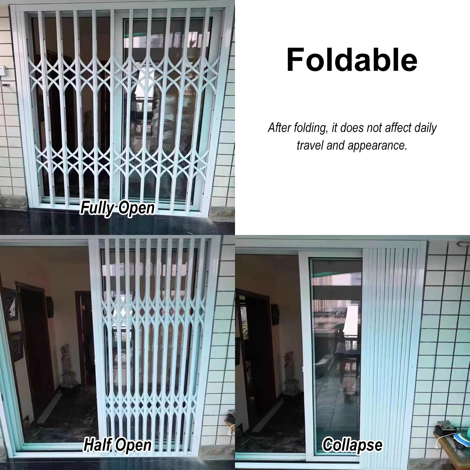 Inferriate per Finestre Protezione per Finestre in Lega di Alluminio per Camere da Letto/Studi, Griglia di Sicurezza Pieghevole con Serrature E Accessori(68x36in/172.7x91.4cm)
