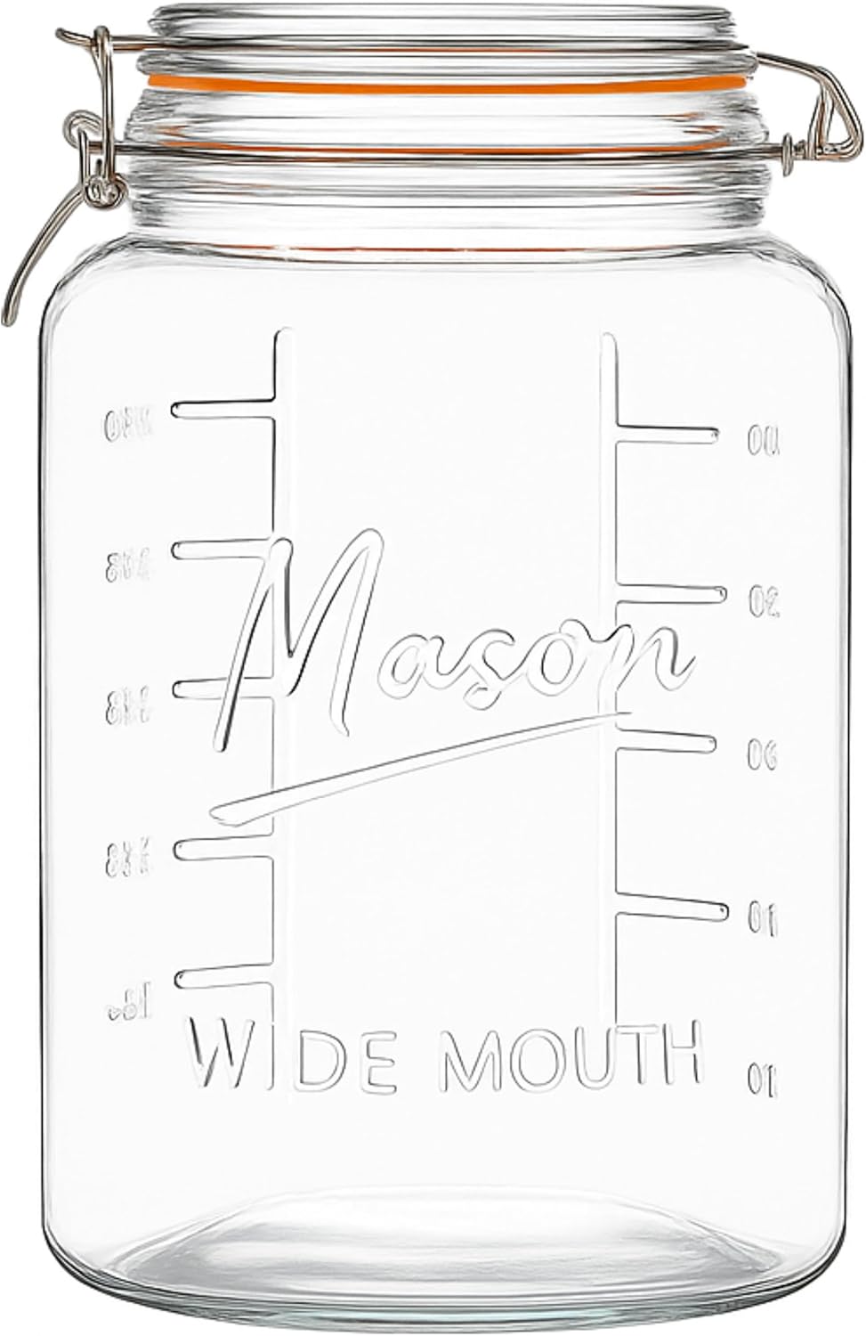 kitchentoolz 1 Gallon Glass Mason Storage Jars with Airtight Lids & Measurment Marks, Super Wide Mouth Canning Jars with Large Capacity for Pickles, Water Glassing & Overnight Oats - 2 Pack