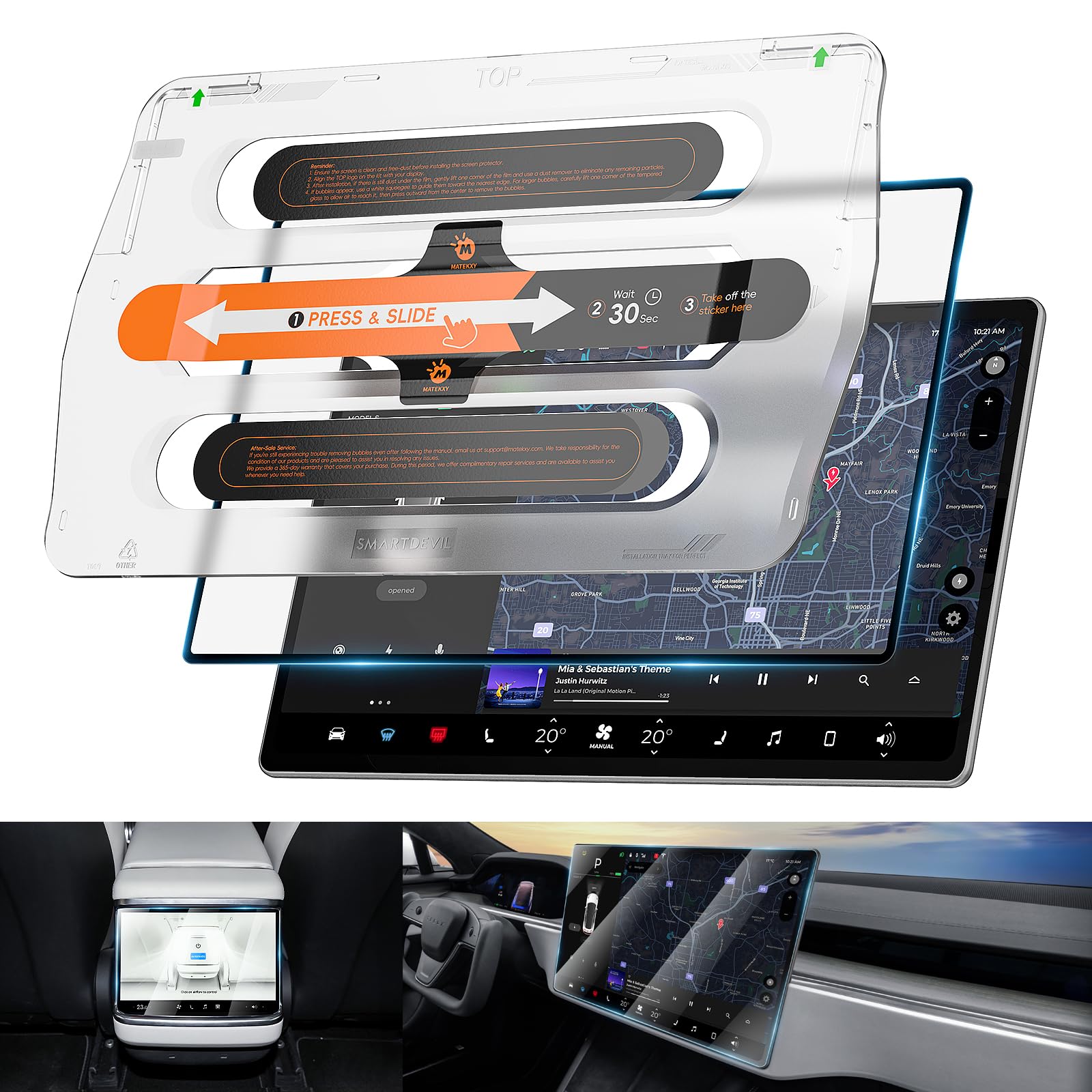 MATEKXY Tempered Glass Screen Protector for Tesla Model X/S, Alignment Kit with Screen Protector, Scratch and Shock Resistant, Tesla Model S (2021/2022/2023/2024), Tesla Model X (2021/2022/2023/2024),