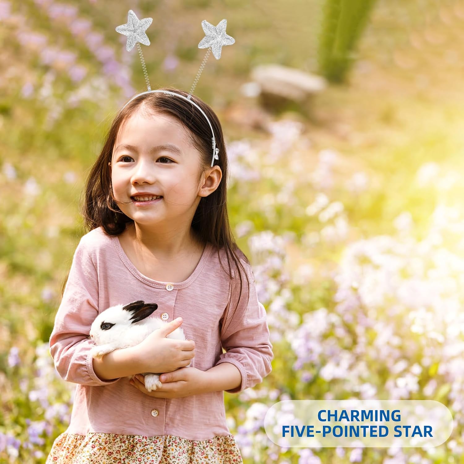 LOGOFUN 12pcs Patriotic Star Headbands and Sunglasses Set Sparkly Foam Hair Hoops with Novelty Frameless Glasses for Independence Day Party Costume Accessories