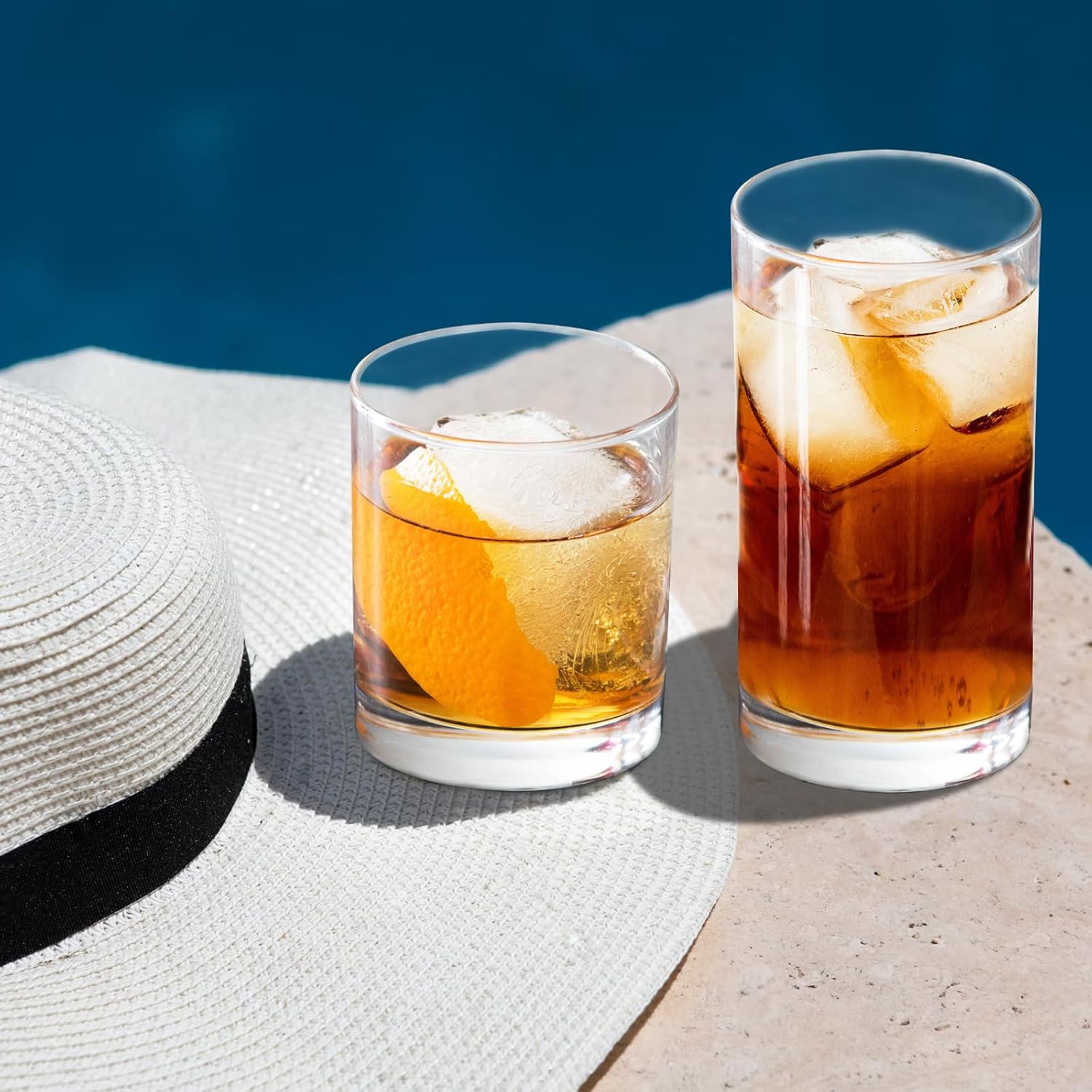 RLWY Acrylic Plastic Drinking Glasses Set of 12 - Unbreakable Tumblers - BPA-Free - Dishwasher-Safe - 6x12oz Lowball & 6x17oz Highball