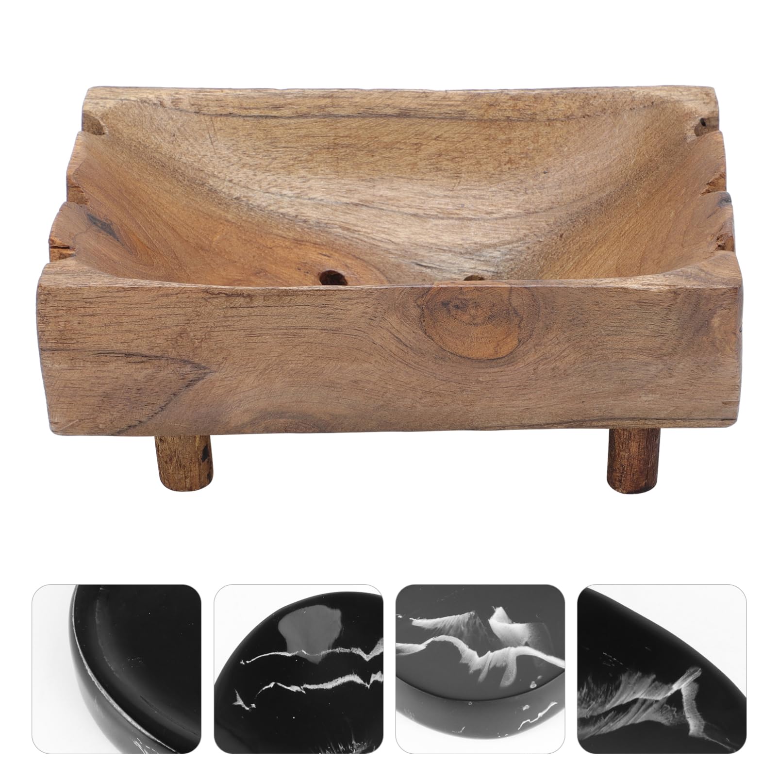 Jabonera De Madera Maciza Color Café Patas, Organizador y Caja De Almacenamiento para Baño y Cocina, Soporte Drenante para Jabón, Práctico y Natural, Juego 1 Unidad