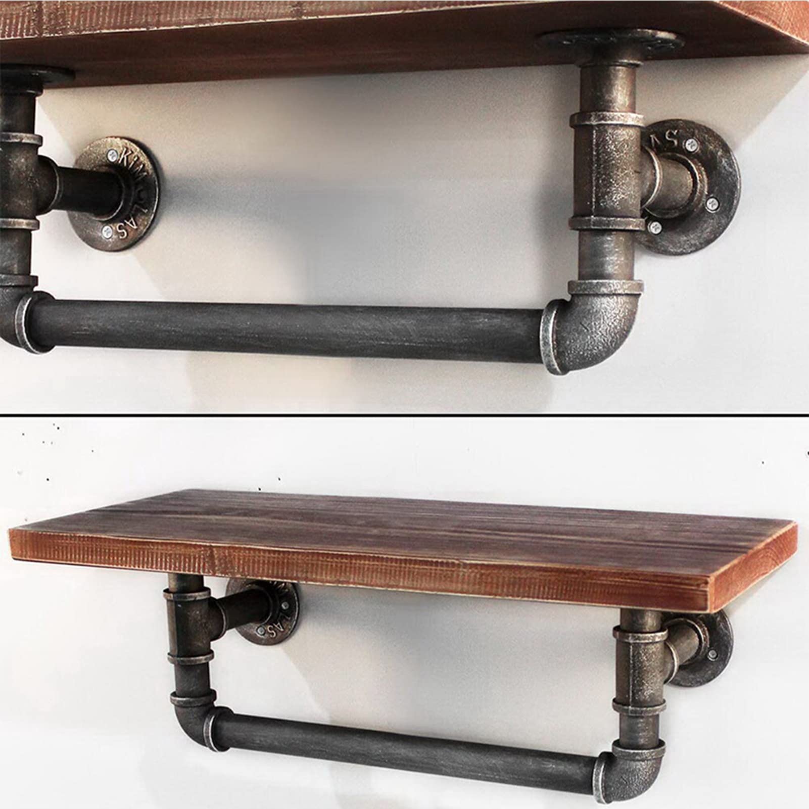 Mensola A Soffitto Scaffali sospesi rustici, portaoggetti da parete in legno, con portasciugamani da bagno/appendiabiti - per ingresso, camera da letto, soggiorno, cucina, lavanderia decorativa ( Size