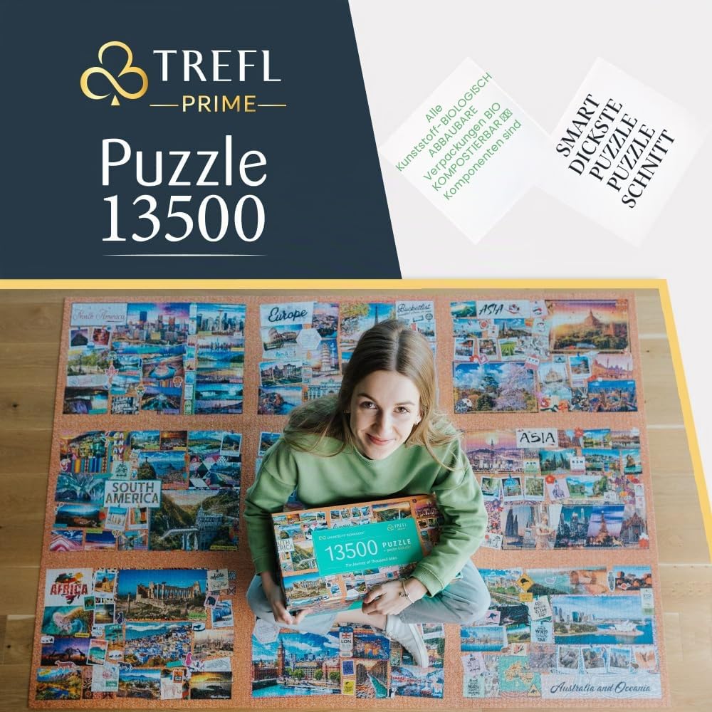Trefl Prime - Puzzle UFT: The Journey of Thousand Miles - 13500 Teile, Großes Puzzle, Dickste Pappe, Bio, Collage, Reisepuzzle, Kreative Unterhaltung für Erwachsene und Kinder ab 12 Jahren