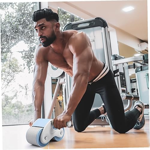 Miniatura 7 de Rueda de rodillo de rebote automático con goma antideslizante y soporte para teléfono, equipo de entrenamiento abdominal con almohadilla para