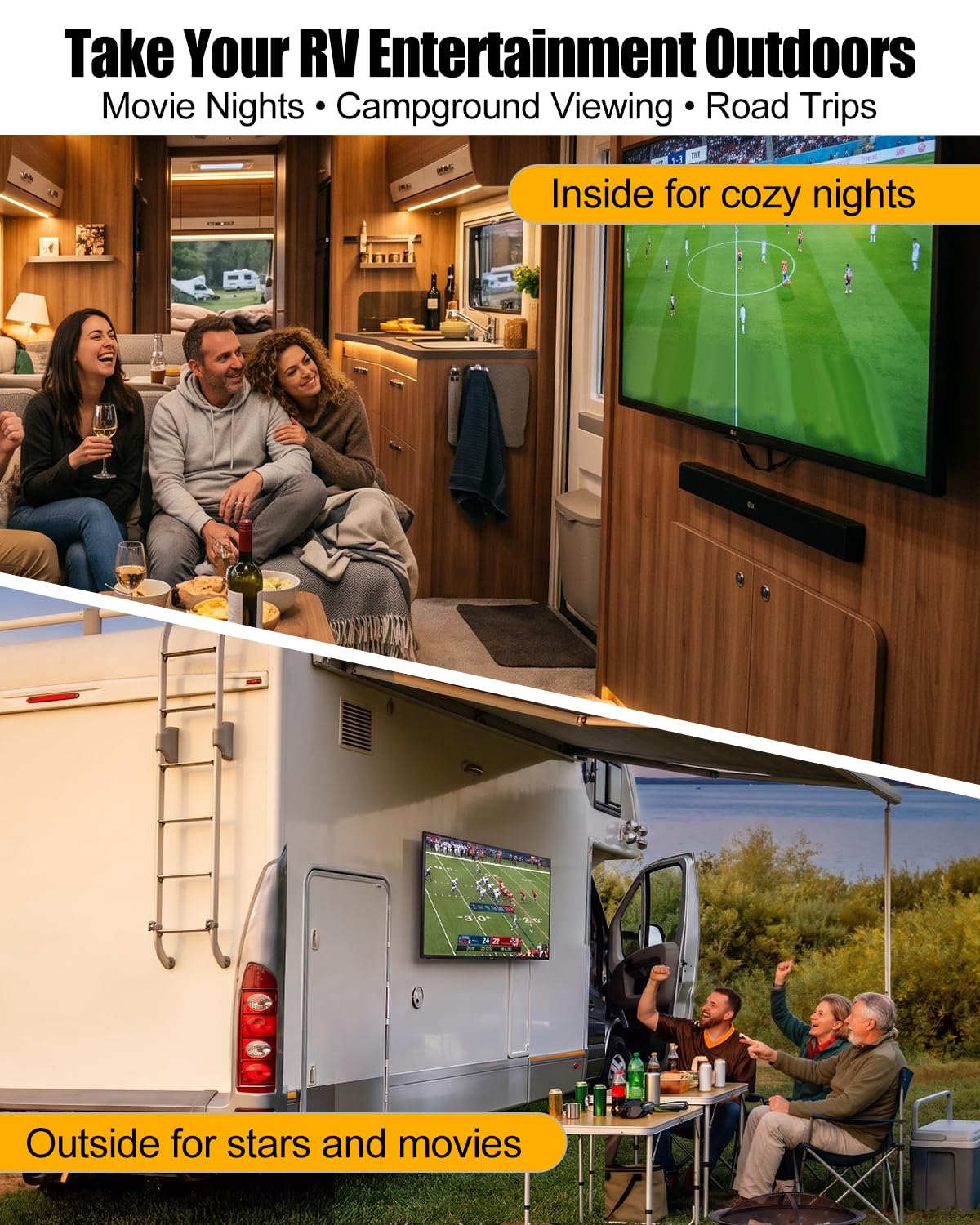 Supporto TV in metallo per camper, compatibile con staffa TV VESA 80 x 80 e