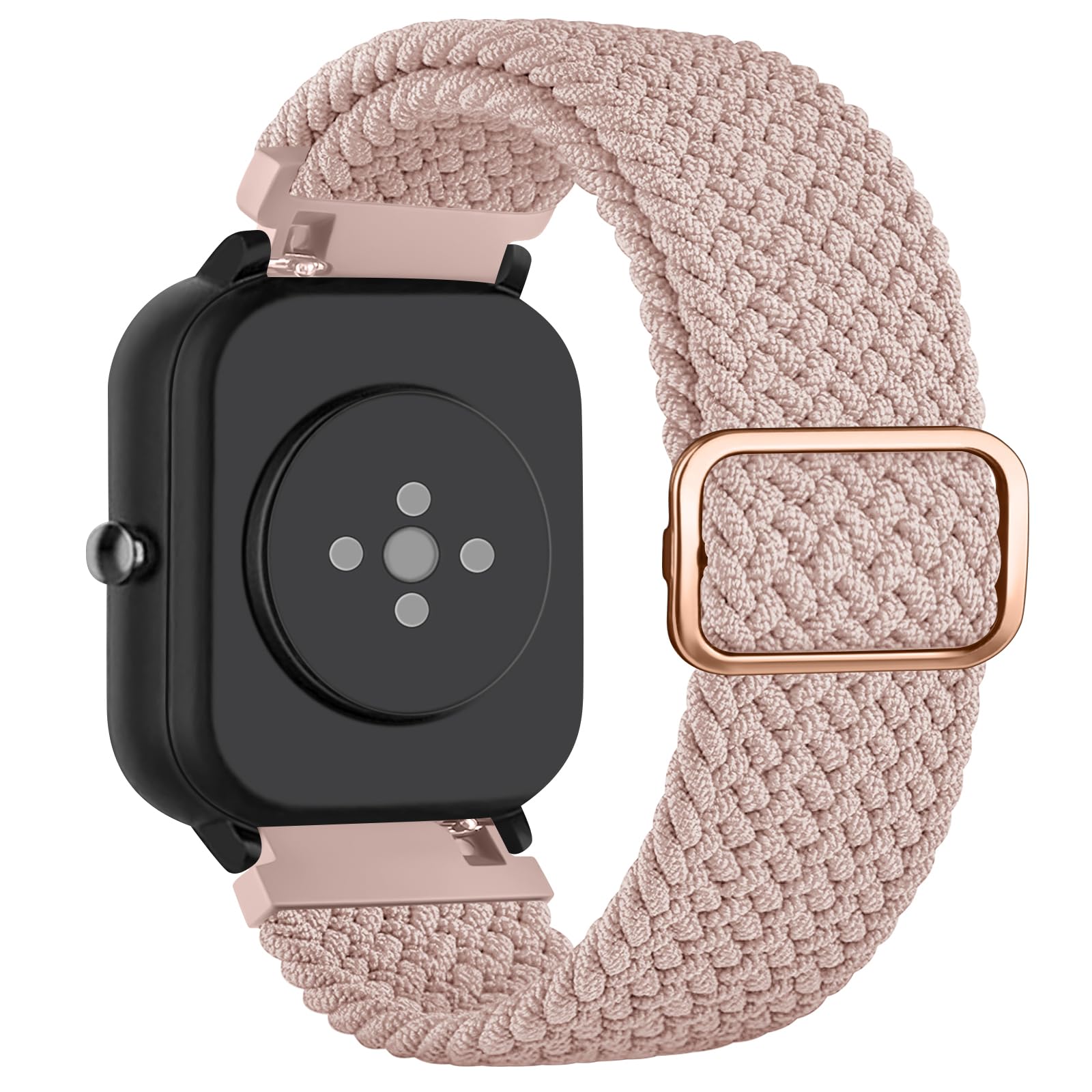 Mugust Correa para Amazfit Bip 3 Pro/Bip 3/Bip U Pro/Bip Lite/Bip S Lite,Correas Elástico Ajustable Nylon Pulseras Repuesto para Amazfit GTS/GTS 2 Mini/GTS 4 Mini/GTS 4/GTS 3/GTS 2e/GTS 2(Rosa)