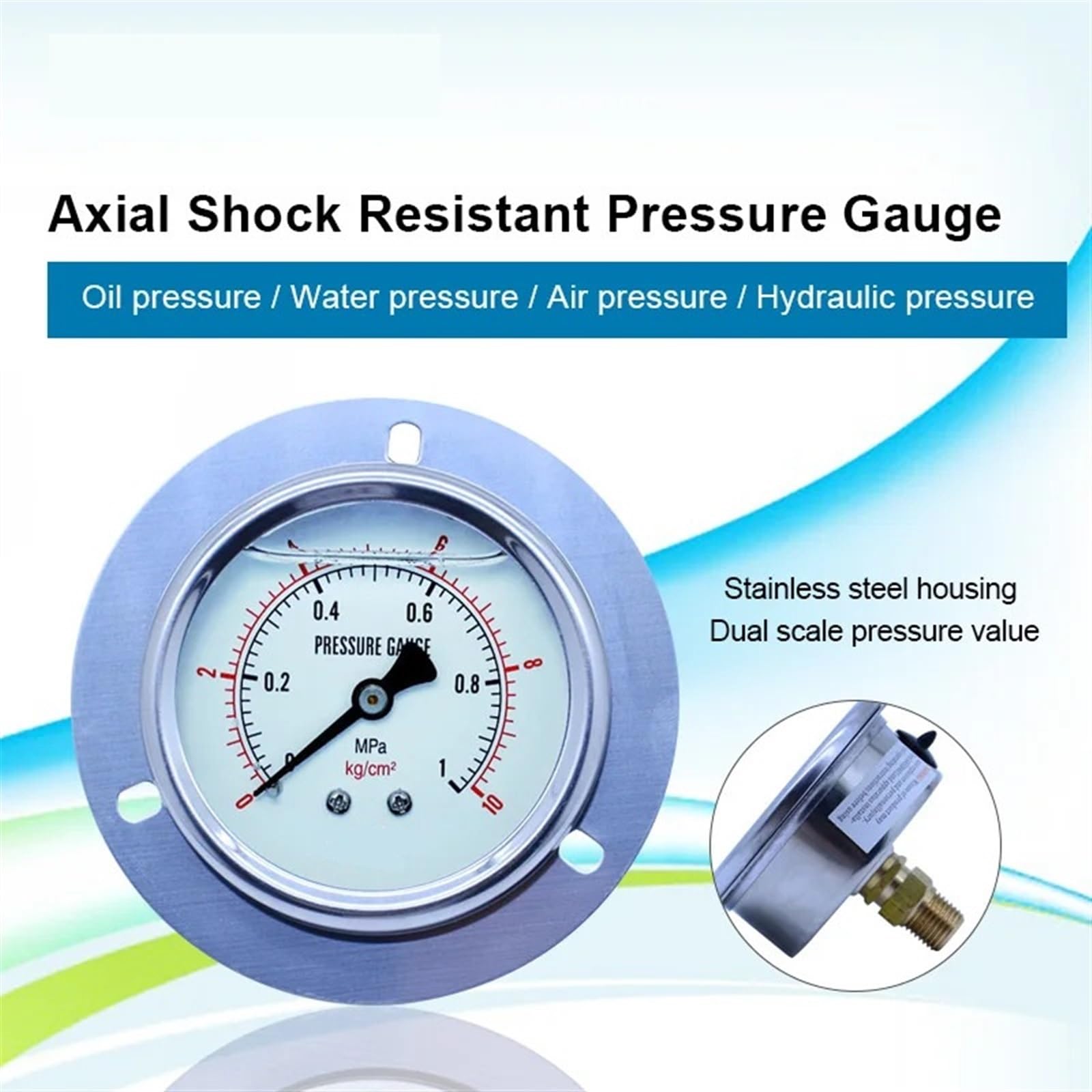 Manómetro de presión para compresor de Aire y Combustible, 16 Bar, Radial, axial, metálico, probador de presión hidráulica, G1/4 (tamaño: 0-6 Mpa)
