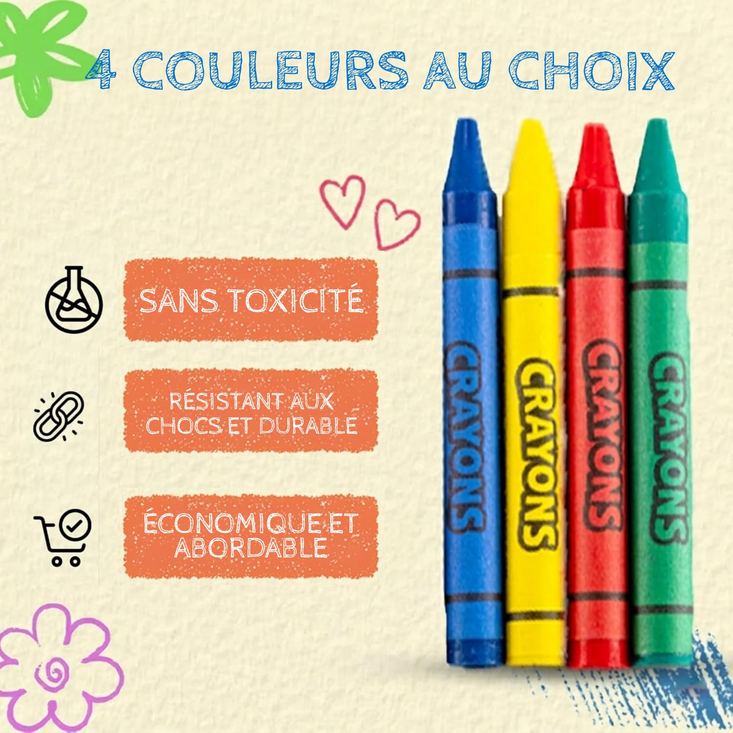 Bedwina Crayons Cire - 576 Crayons - Lot 144 paquets de 4, Crayons de Couleur de Qualité Supérieure Enfants, Coloriage Enfants pour Cadeaux Fête, Pochettes Cadeaux et Chaussettes de Noël