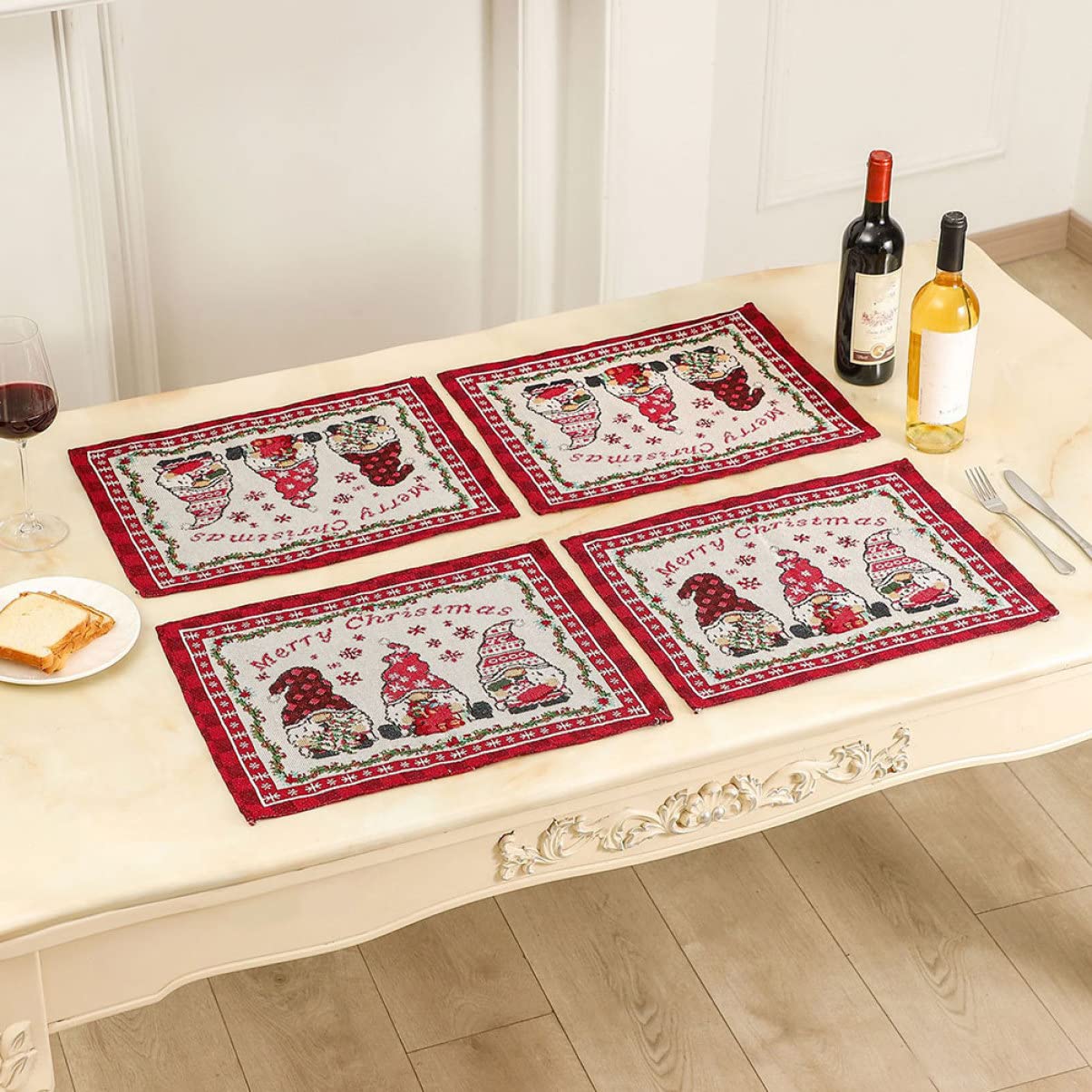 Amosfun 5 Set Tovagliette Natalizie Tappetino Da Tavolo Di Casa Tappetino Per Stoviglie Del Ristorante Regalini Natalizi Strenna Natalizia Tappetino Da Tavolo Natalizio 4 Pezzi * 5
