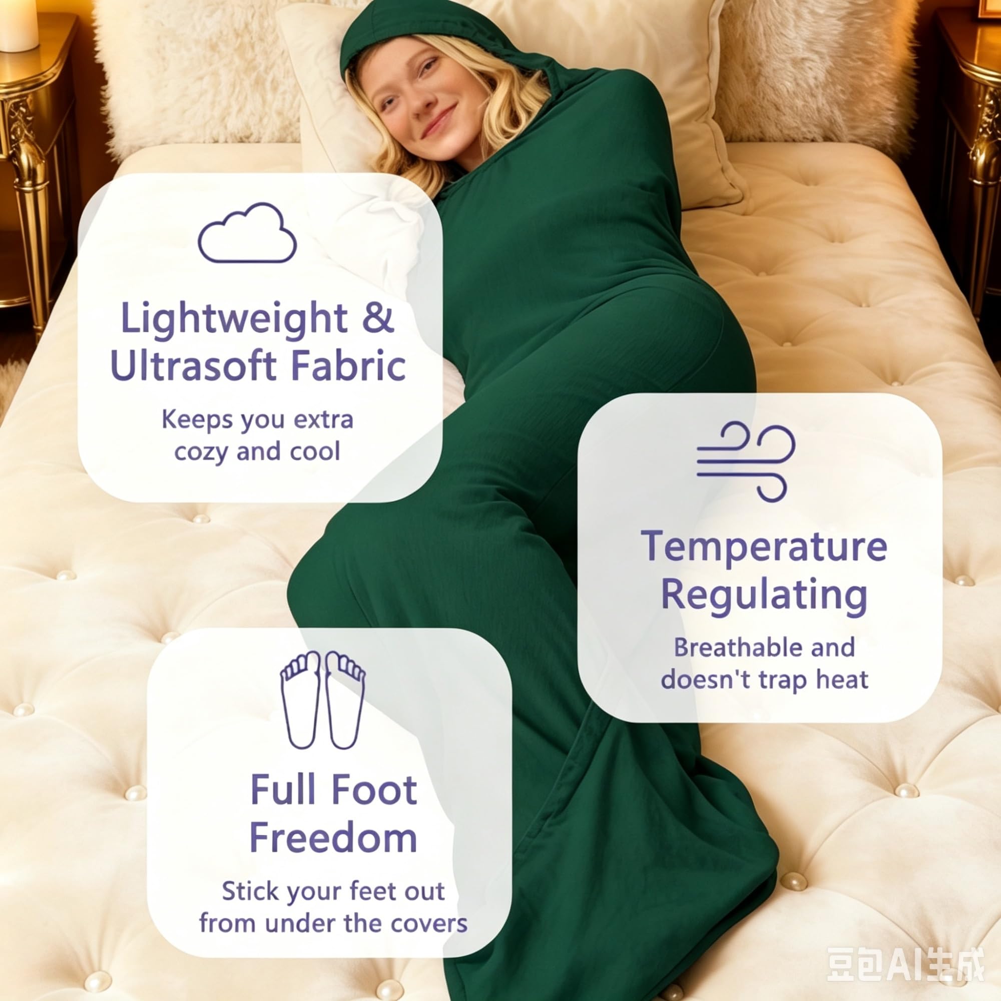 Sleep Pod, 360° Wrap Wearable Blanket, Atmungsaktive Elasthan-Dehnstoff Schlafsack, Umarmung-Drucktherapie Kompressionsbeutel