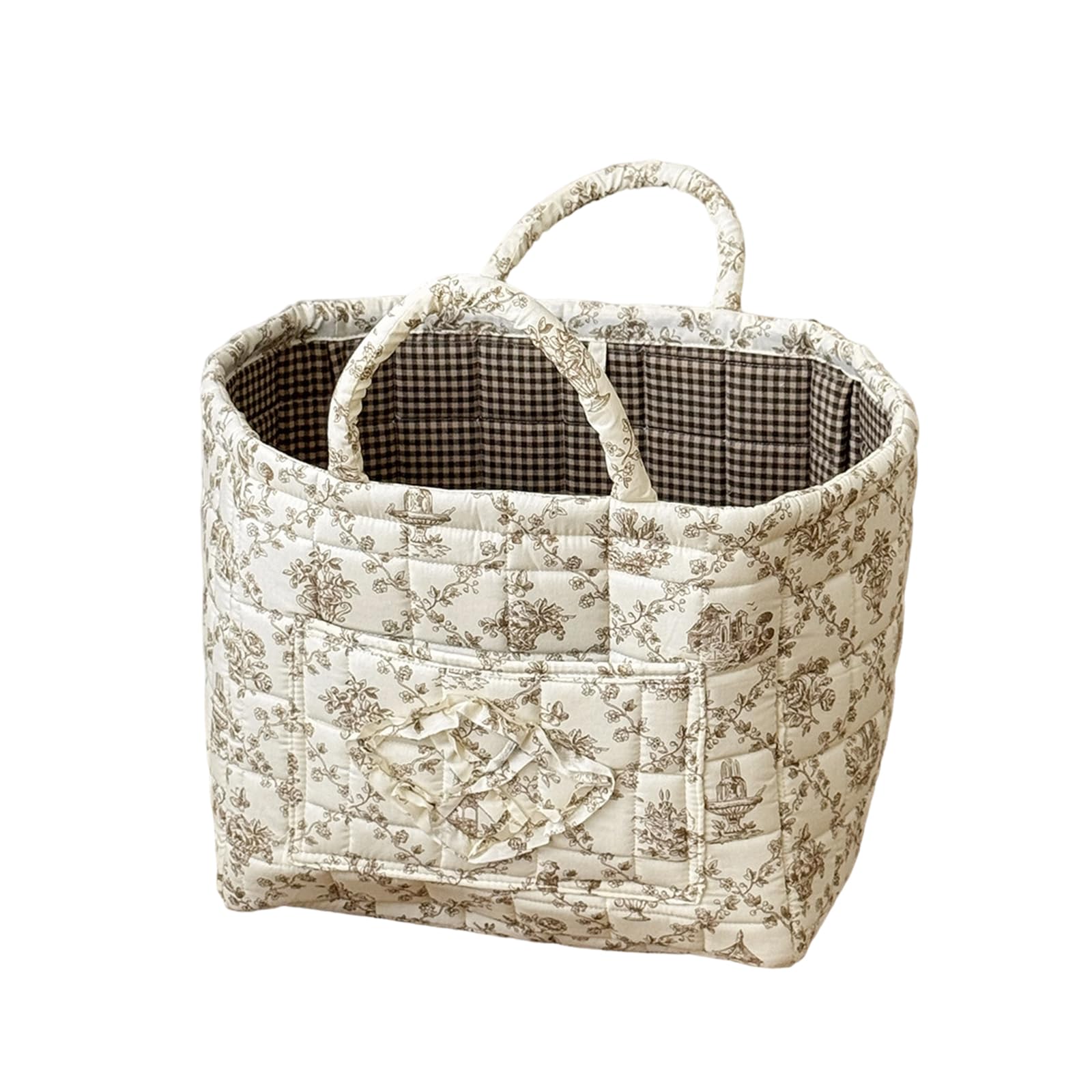 Obotsnoi Aesthetic Floral Storage Solution for Small Spaces Foldable Dirty Clothes Basket for Home Decoration Organization Quilted Basket