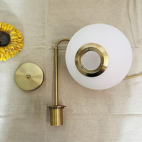 Miniatura 7 de LOTREE Mini lámpara colgante de globo de vidrio blanco leche, acabado de latón dorado con cable dorado, E26 de 5.9 pulgadas, bola de vidrio de
