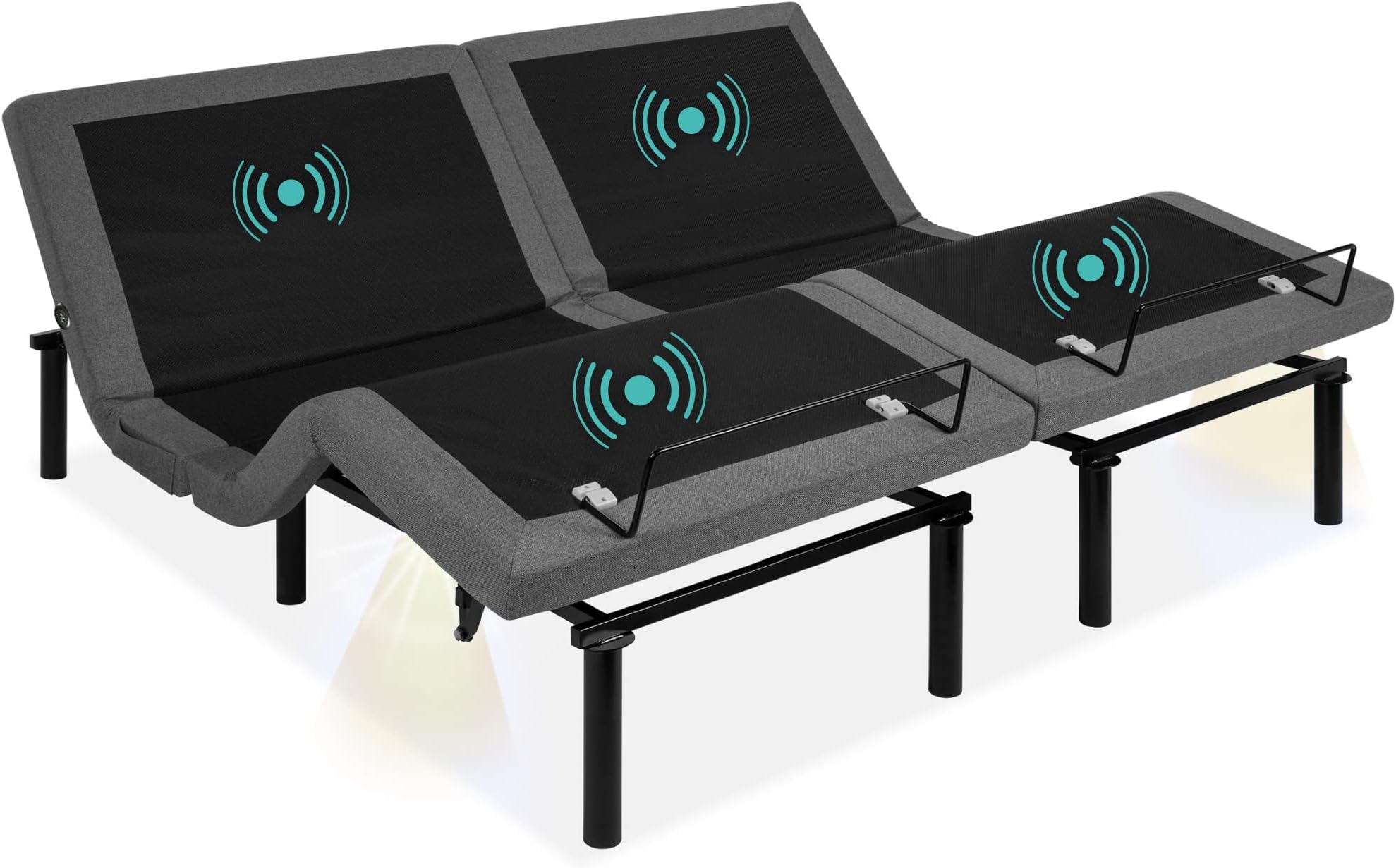 Best Choice ProductsErgonomic Split King Size Adjustable Bed Frame, Electric Base w/Wireless Remote Control, Nightlight, Massager, 2 USB Ports