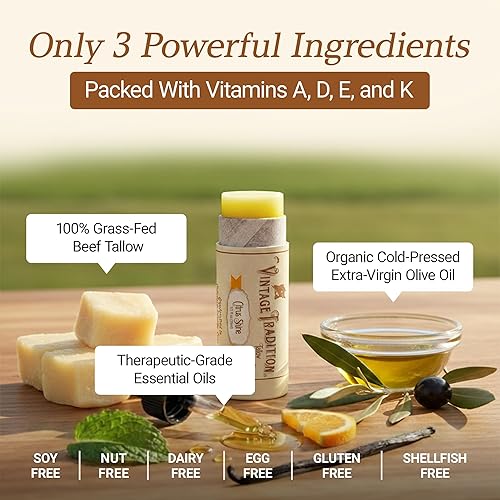 Miniatura 3 de Vintage Tradition Bálsamo labial hidratante de ternera - Hidratante labial tubo con mezcla de aceites esenciales de cítricos y lavanda hidrata