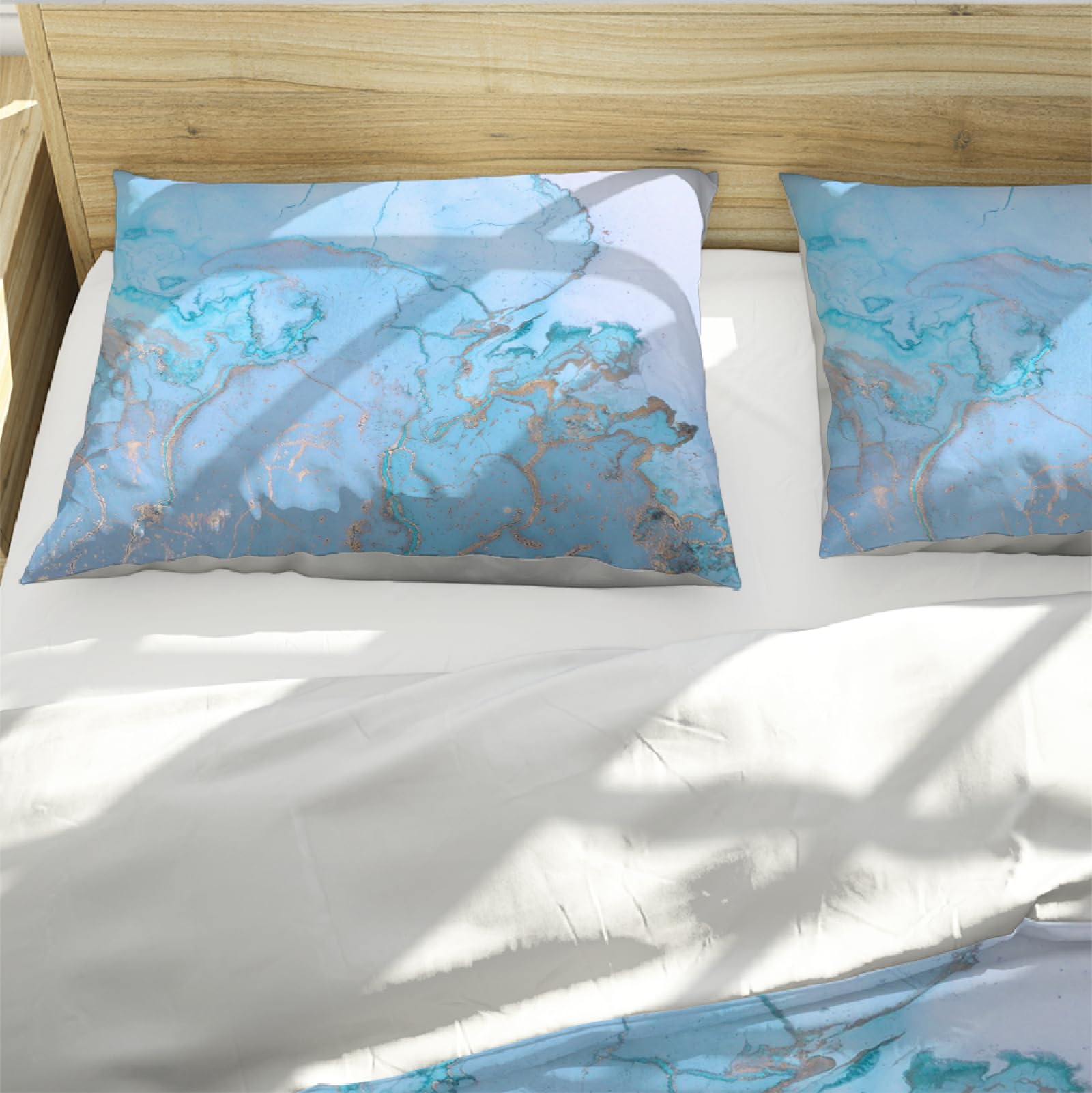 Set de Lujo Funda de Edredón 3 Piezas Abstracto Mármol Mármol Textura Microfibra Juego de Ropa de Cama con 2 Almohadas Shams 4 Lazos Cremallera 135 x 200 cm