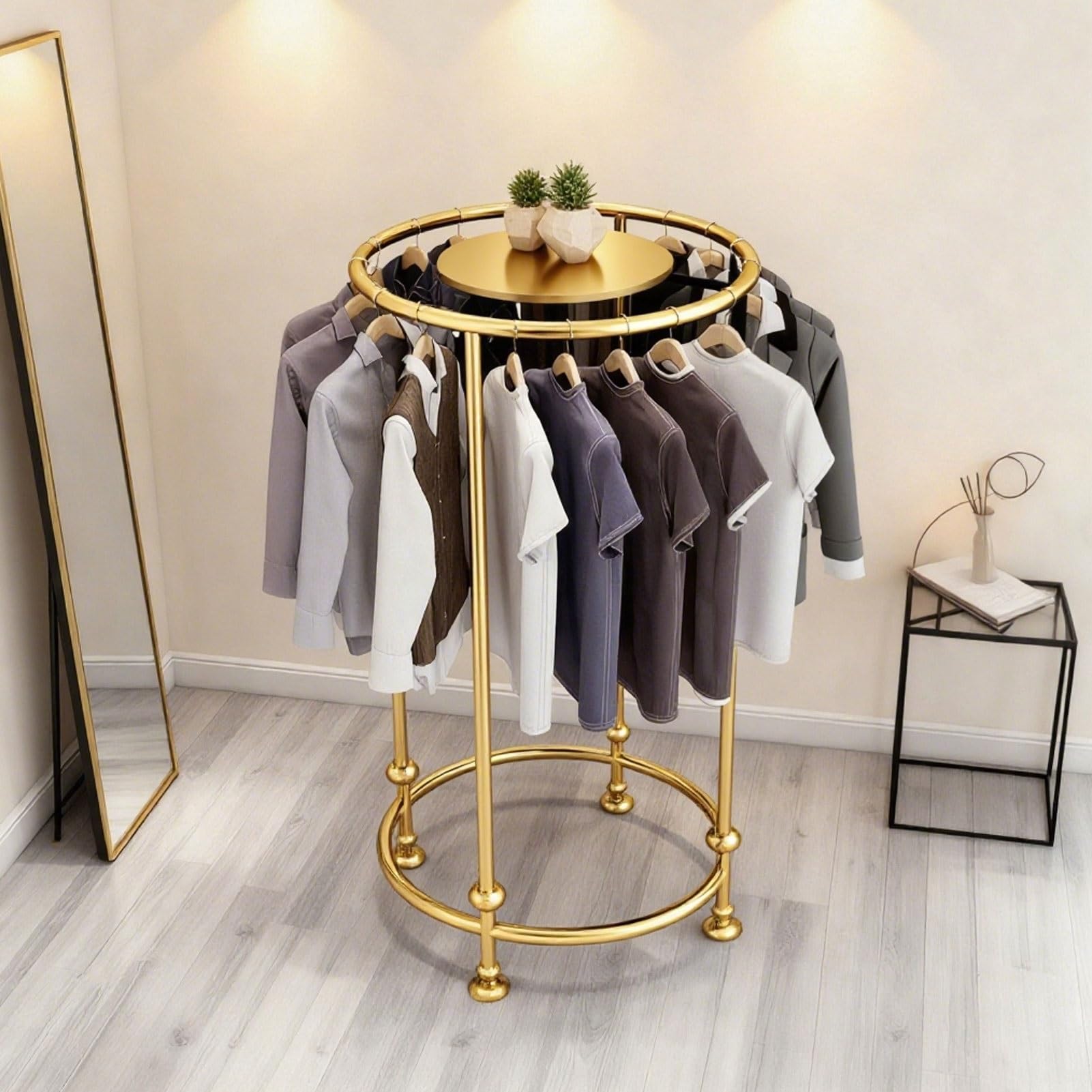 Présentoir de sol multifonction pour boutique avec plateau supérieur
