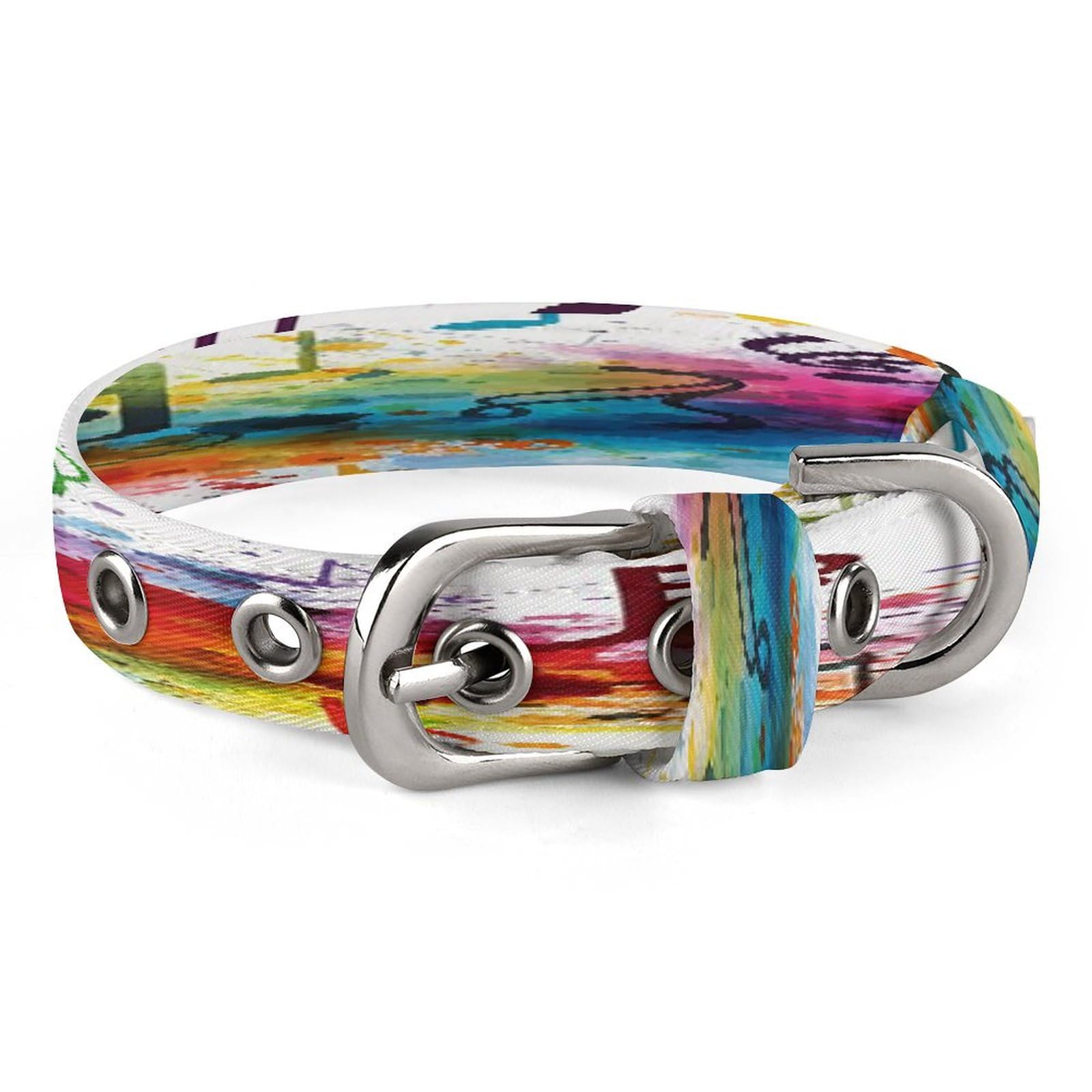 Collier chien acier inoxydable robuste et tissu Oxford coloré style élégant