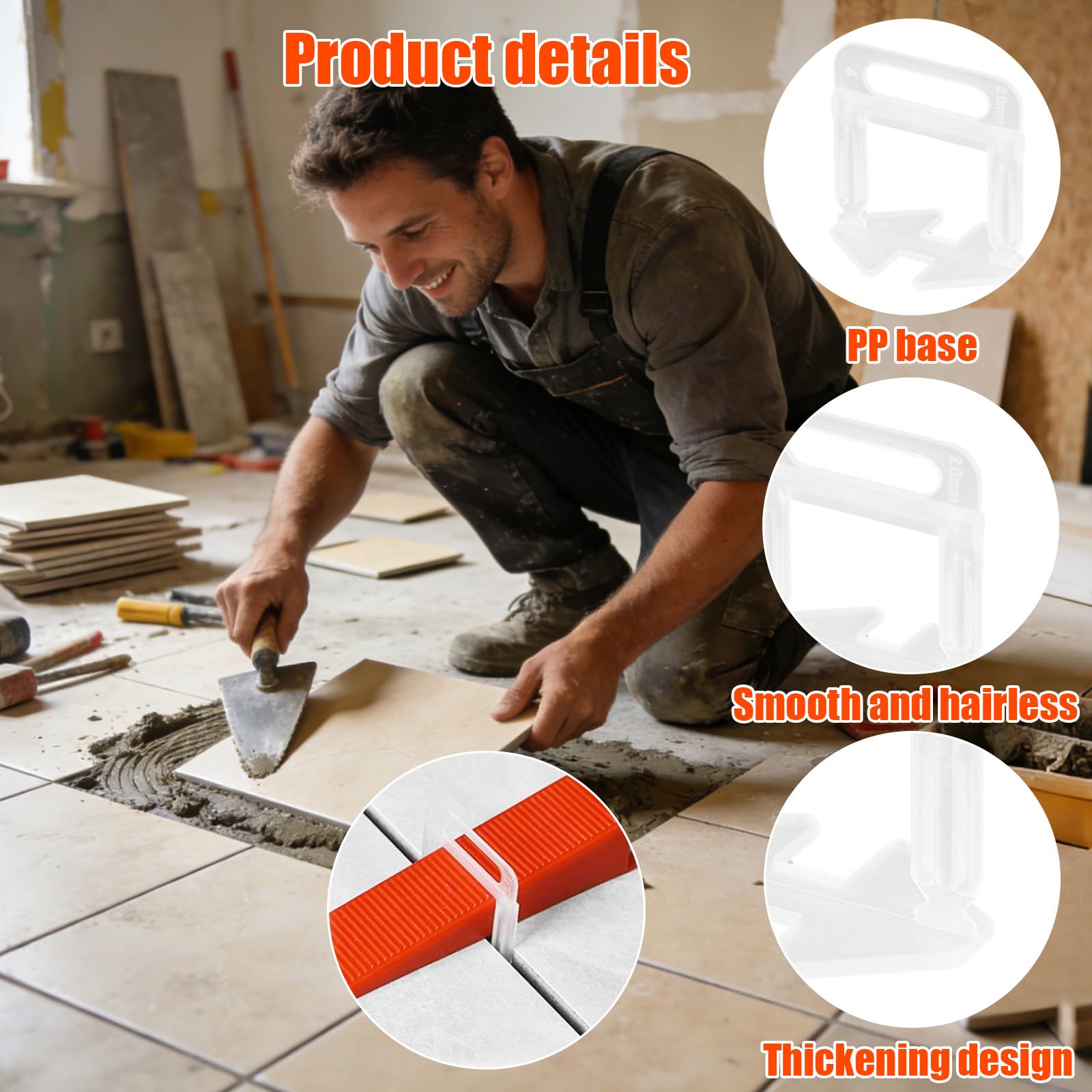 Sistema de Nivelación para Azulejos 600 Unidades, Herramienta de Nivelación para Cerámica, Cuñas para Azulejos y Base para Colocar Azulejos, Reutilizable, para Suelo y Paredes 2.0mm