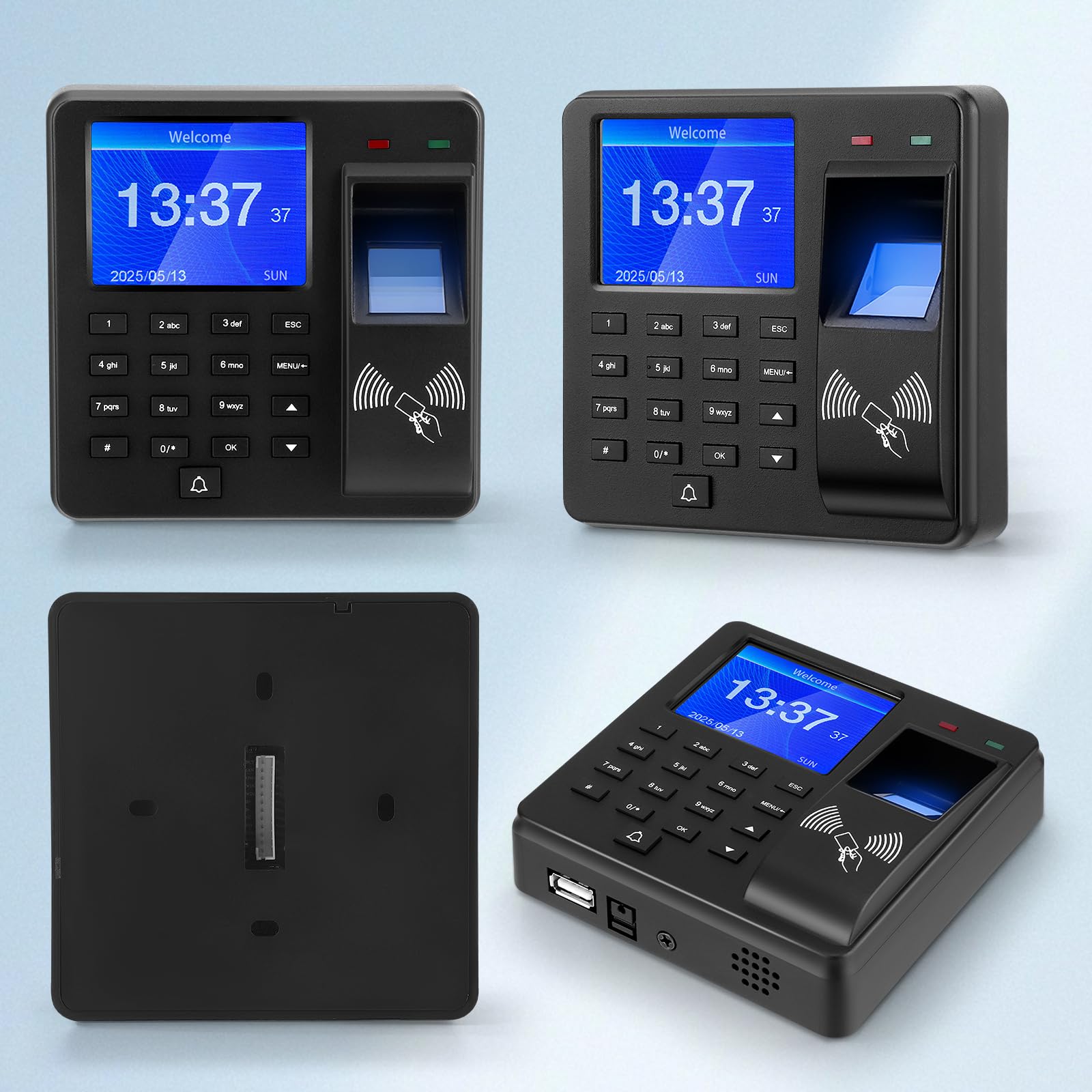 Rilevamento del tempo 2026 per piccole imprese, timbri per ufficio, 1000 impronte digitali, dispositivo di rilevamento del tempo con 5 schede RFID, registrazione dell'orario di lavoro per piccole